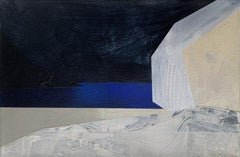 Grand étang. Paysage abstrait, peinture acrylique, montagnes de Tatra, art polonais