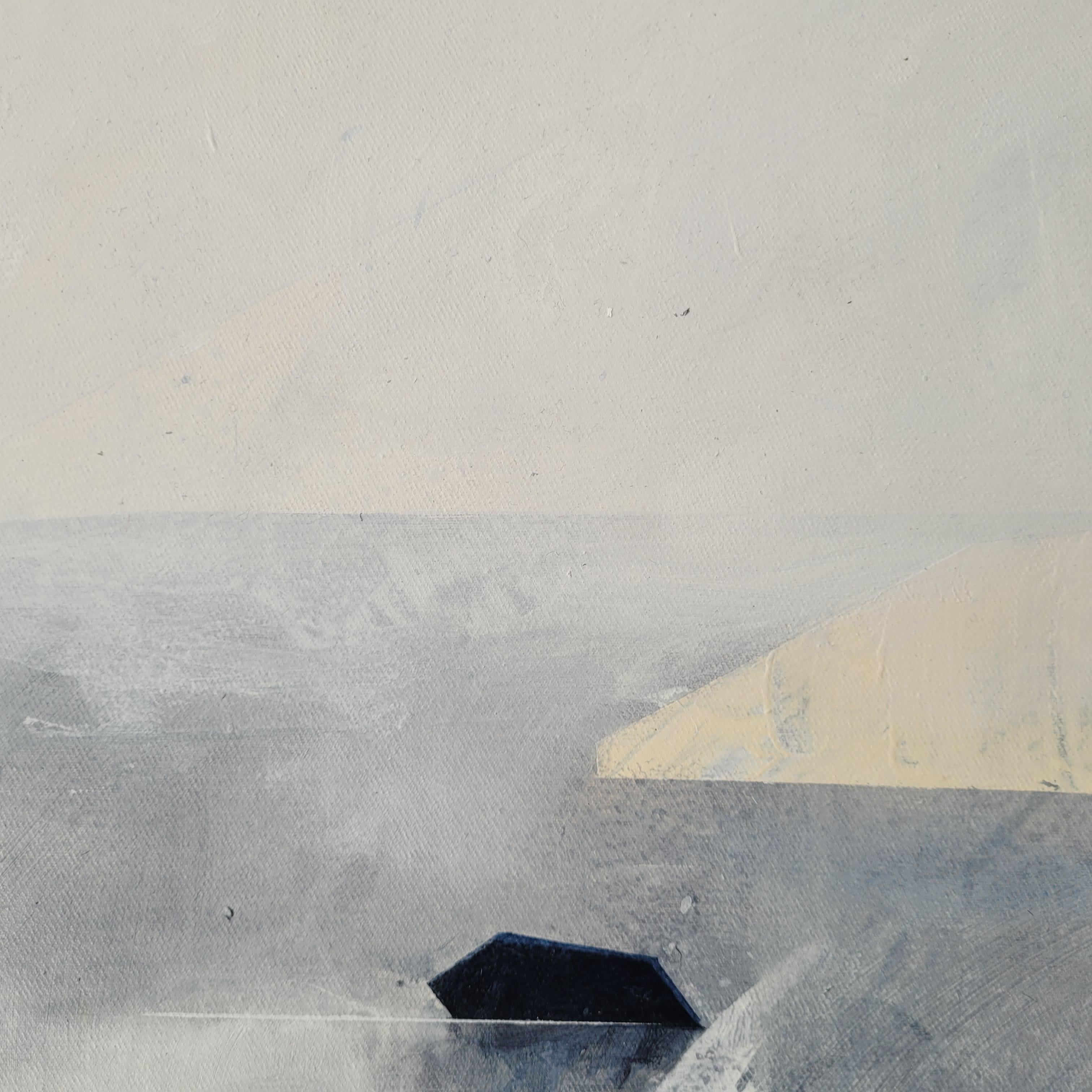 Black Caterpillar Pond, Snow. Abstract landscape, Acrylic Painting, Polish art For Sale 10