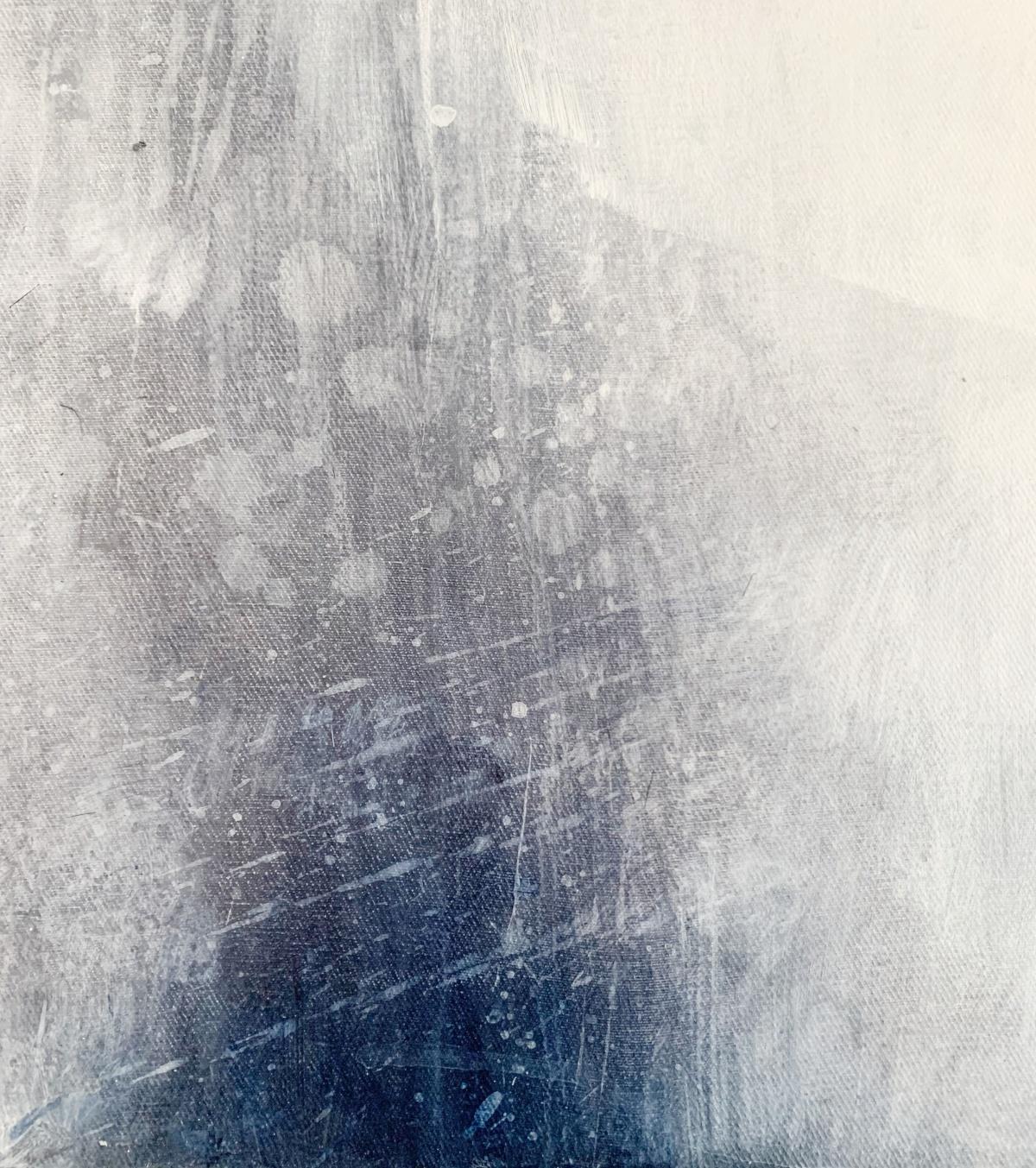Étang de la chenille noire, neige. Paysage abstrait, peinture acrylique, art polonais en vente 1