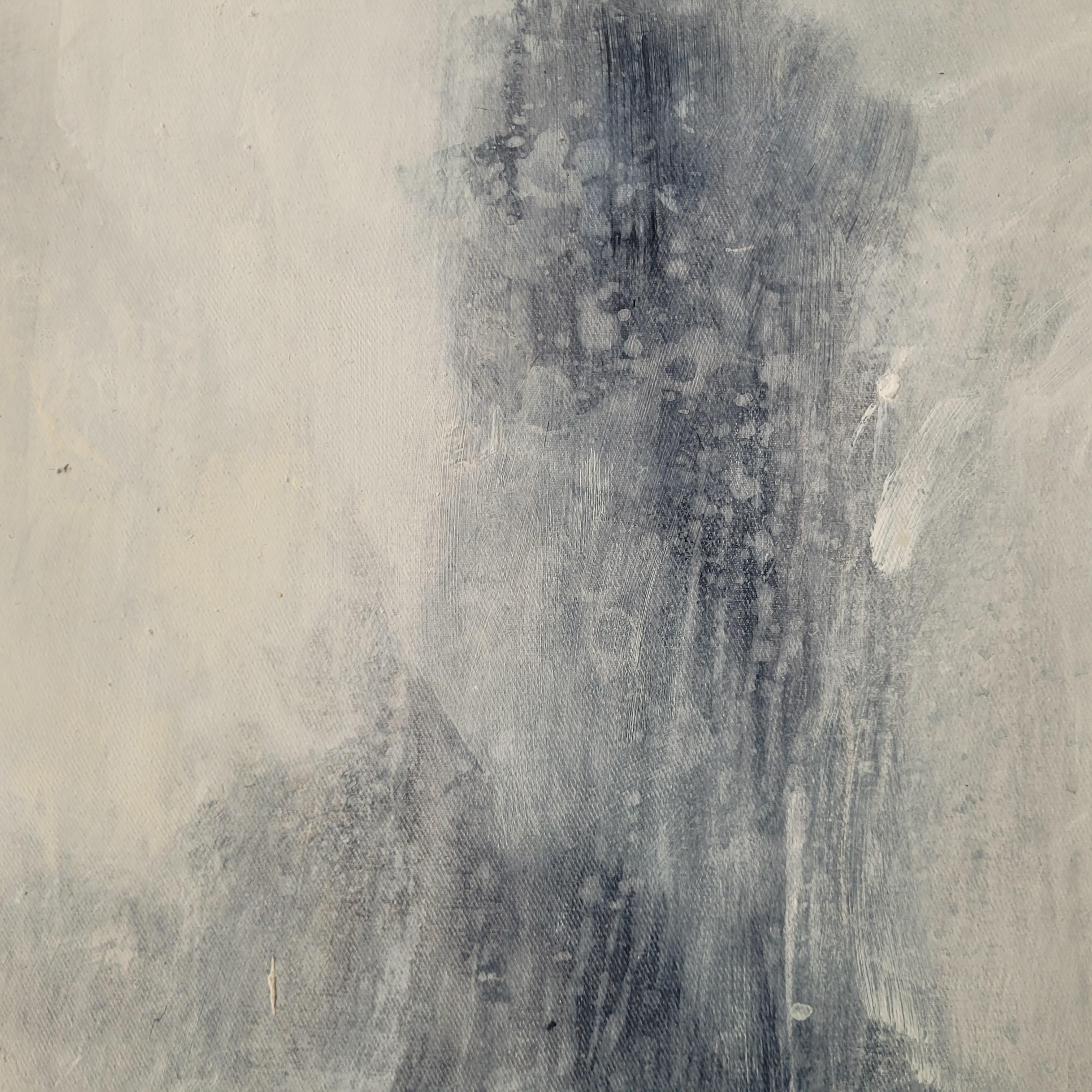 Black Caterpillar Pond, Snow. Abstract landscape, Acrylic Painting, Polish art For Sale 7