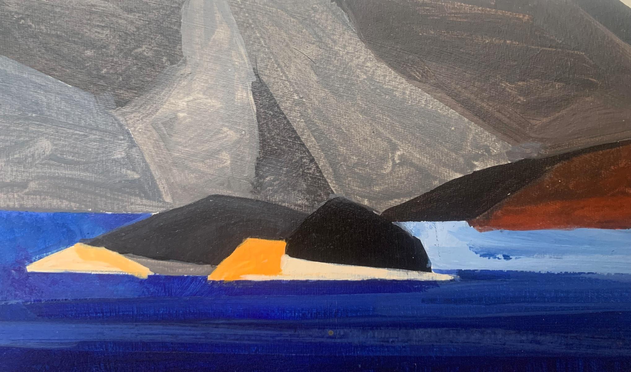 Great Caterpillar Pond Paysage abstrait, peinture acrylique, Tatra Mountains en vente 1