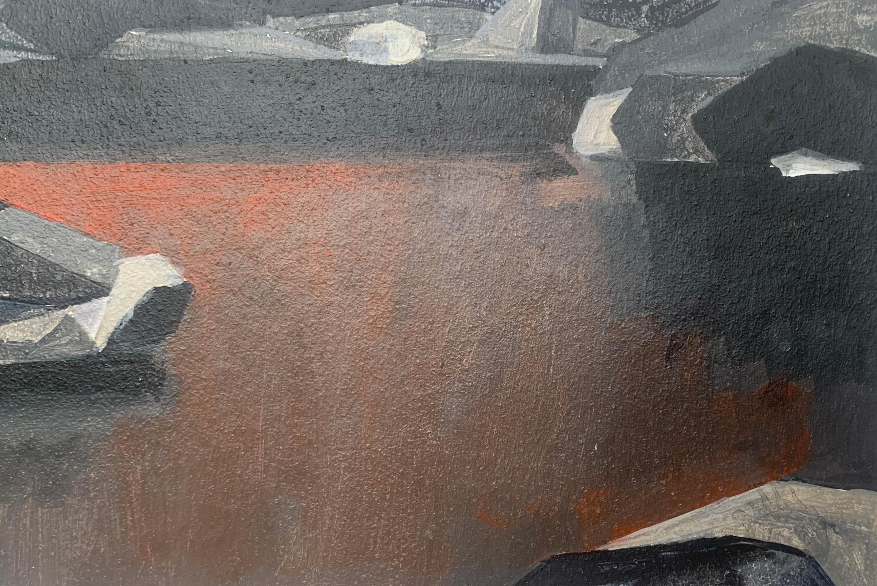 Kurtkowiec. Paesaggio astratto, Pittura acrilica, Monti Tatra, Arte polacca - Landscape Painting Grigio di Sergiusz Powałka