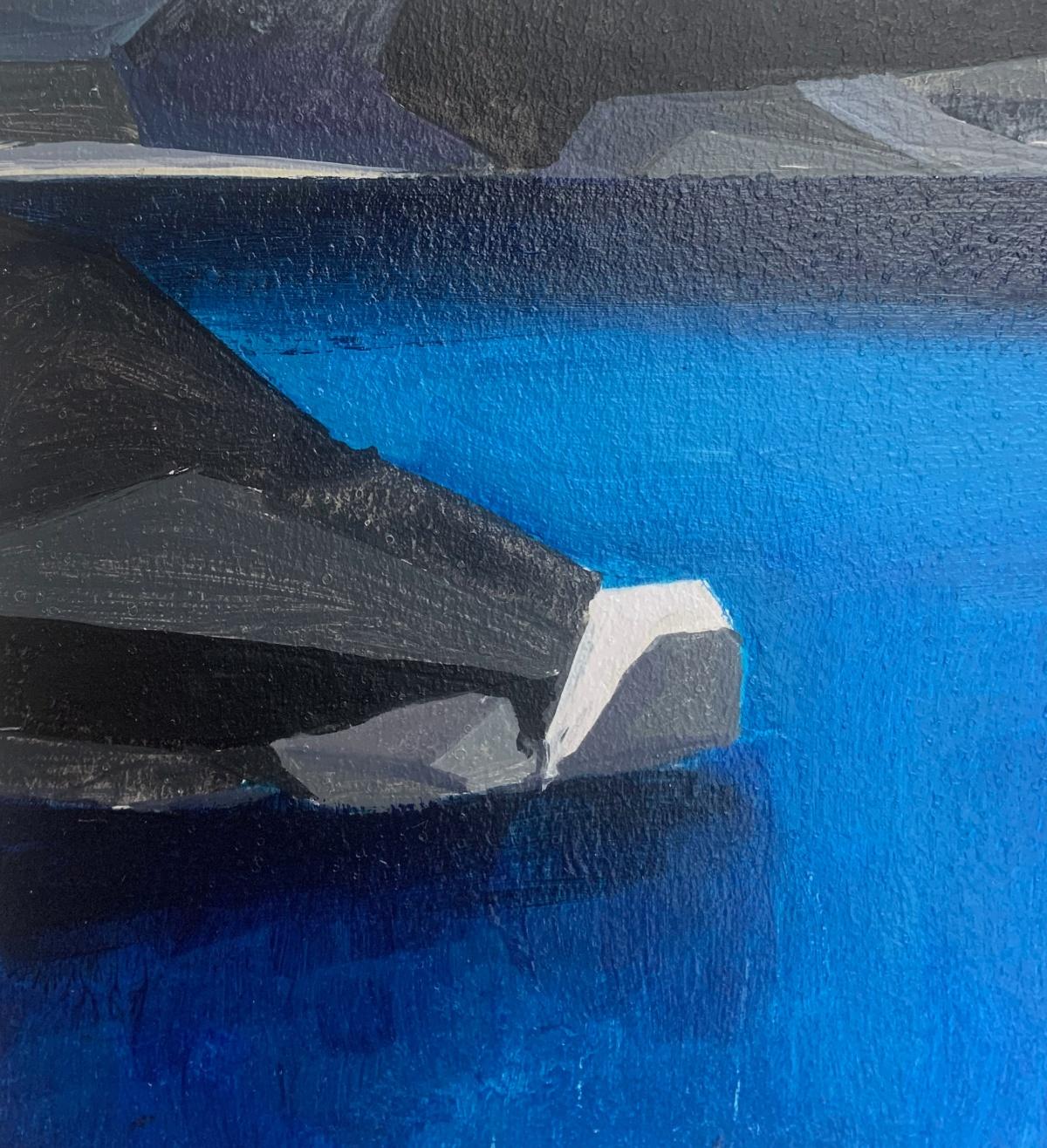 Kurtkowiec. Paisaje abstracto, Pintura acrílica, Montañas Tatra, Arte polaco - Landscape Painting Azul de Sergiusz Powałka