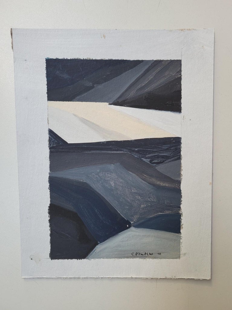 Tatra sketches - Acrylic Painting, Abstract landscape, Small scale - Black Landscape Painting by Sergiusz Powałka
