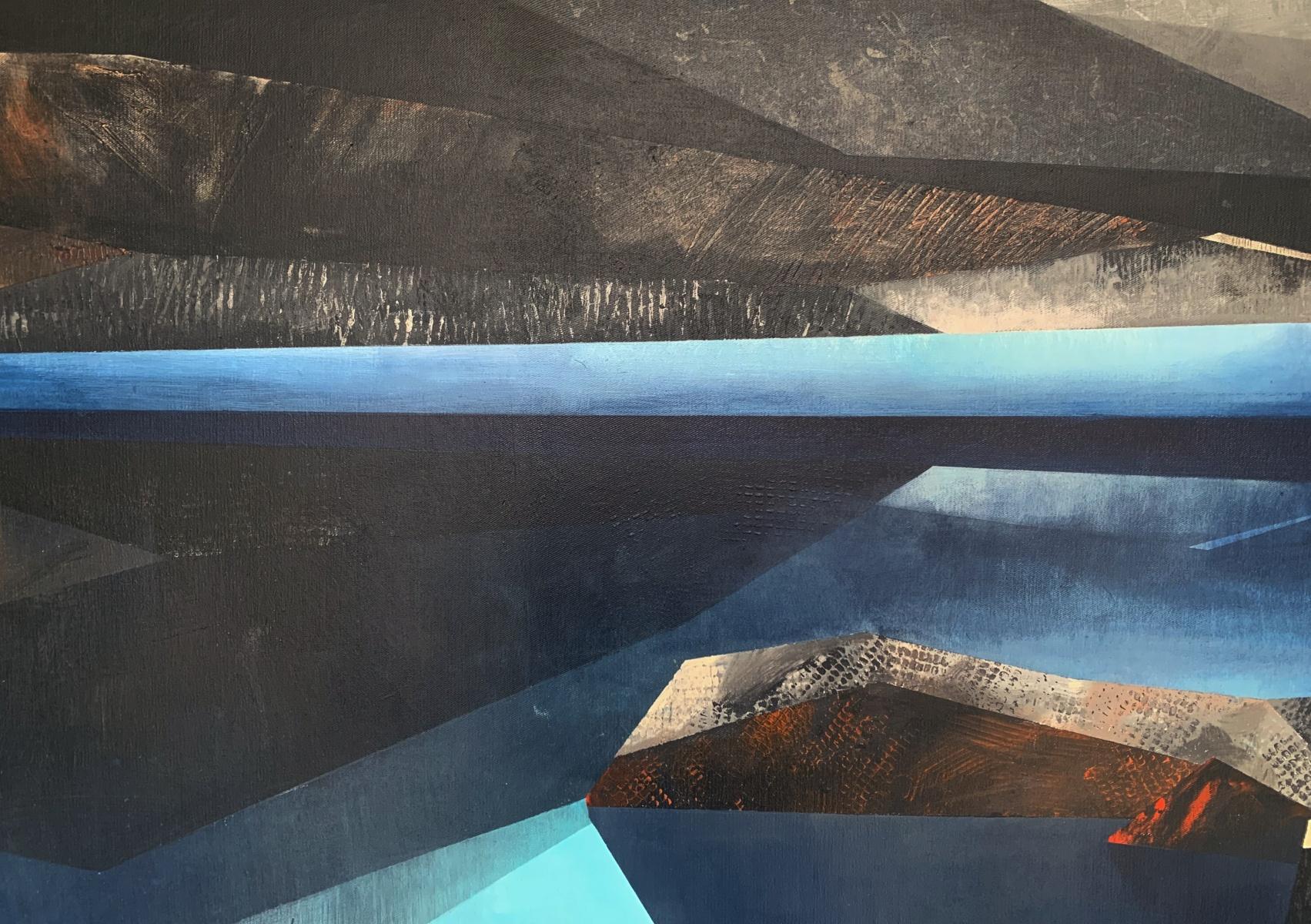 L'étang de cacherpillar noir  - Paysage abstrait, peinture acrylique, art polonais - Autres styles artistiques Painting par Sergiusz Powałka