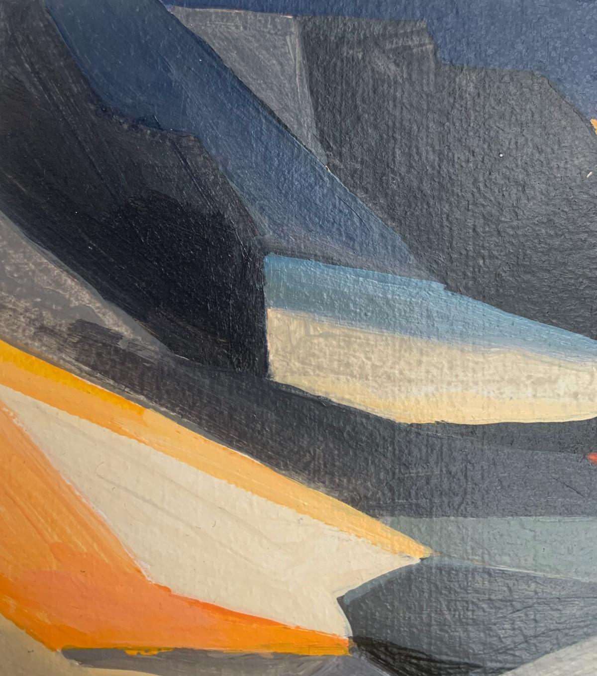 Wielki Furkotny Staw. Abstract landscape, Acrylic Painting, Tatra Mountains - Gray Abstract Painting by Sergiusz Powałka