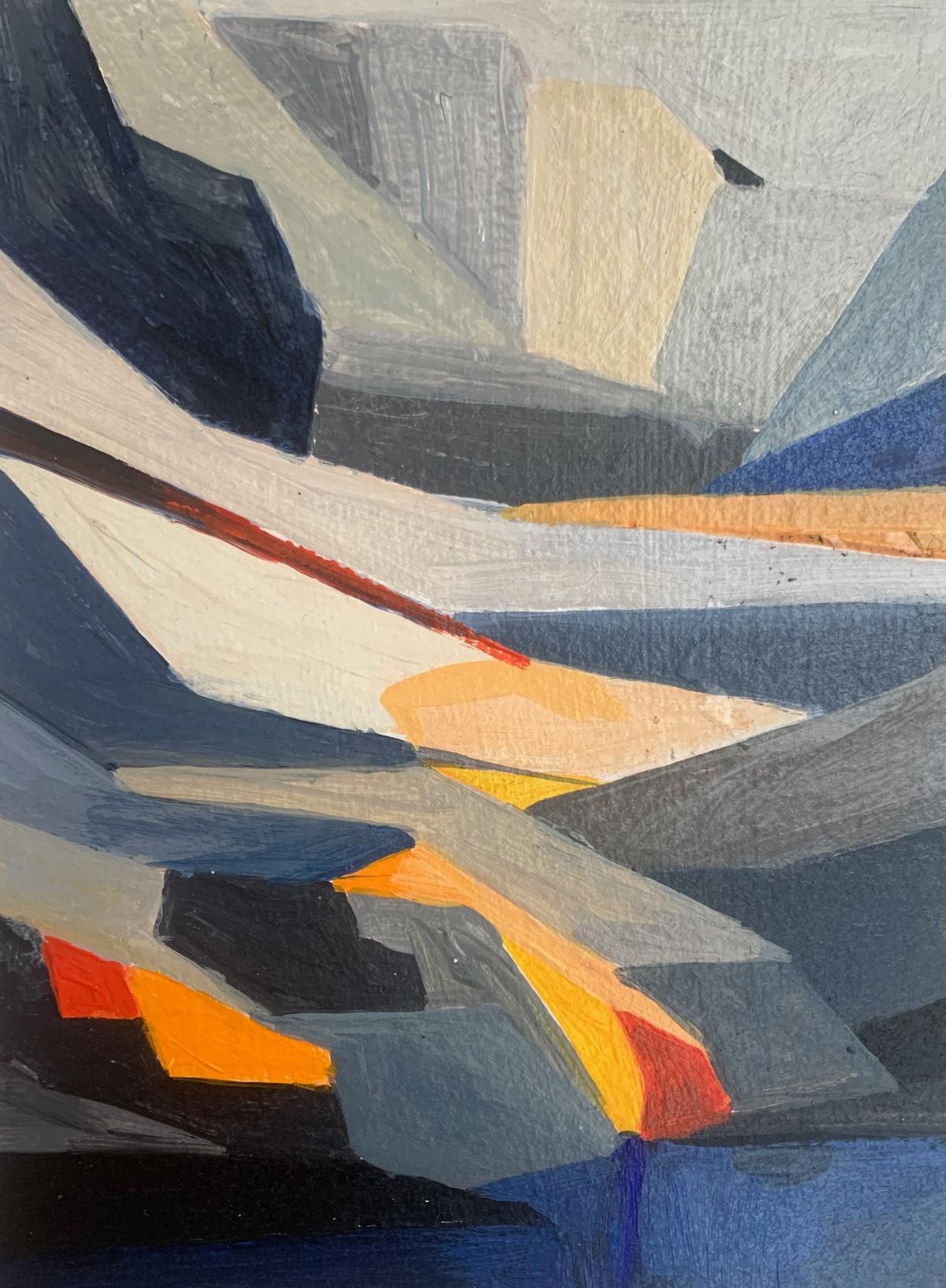 Contemporary acrylic on cardboard abstract landscape by Polish artist Sergiusz Powalka. Painting is inspired by a view of one of ponds in Tatra Mountains. 

SERGIUSZ POWALKA (born 1986)
A graduate of the Art High School in Lublin and the Faculty of