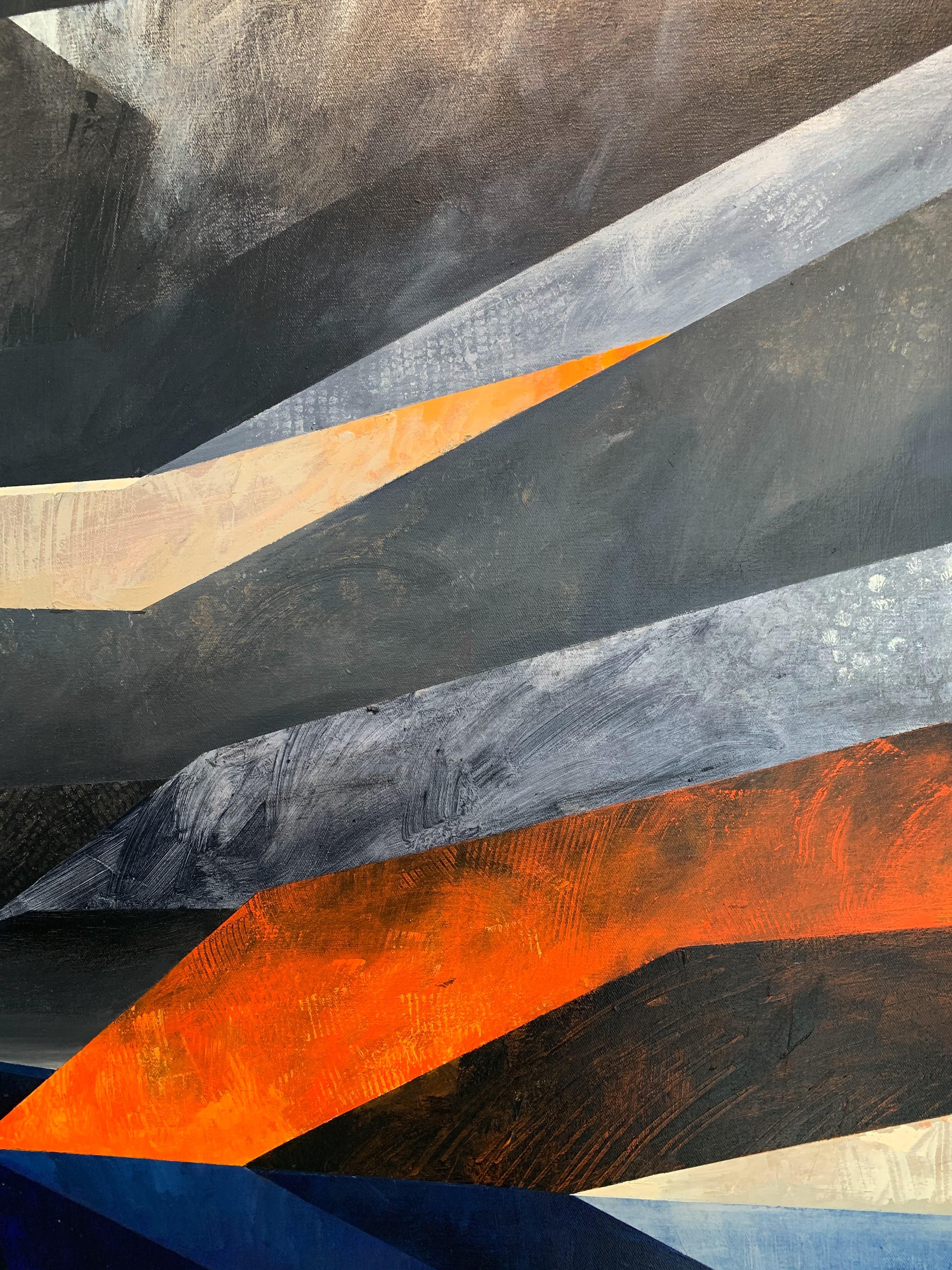 Wyżni Wielki Furkotny Staw 14 - Painting, Bright colors, Abstract landscape - Black Landscape Painting by Sergiusz Powałka