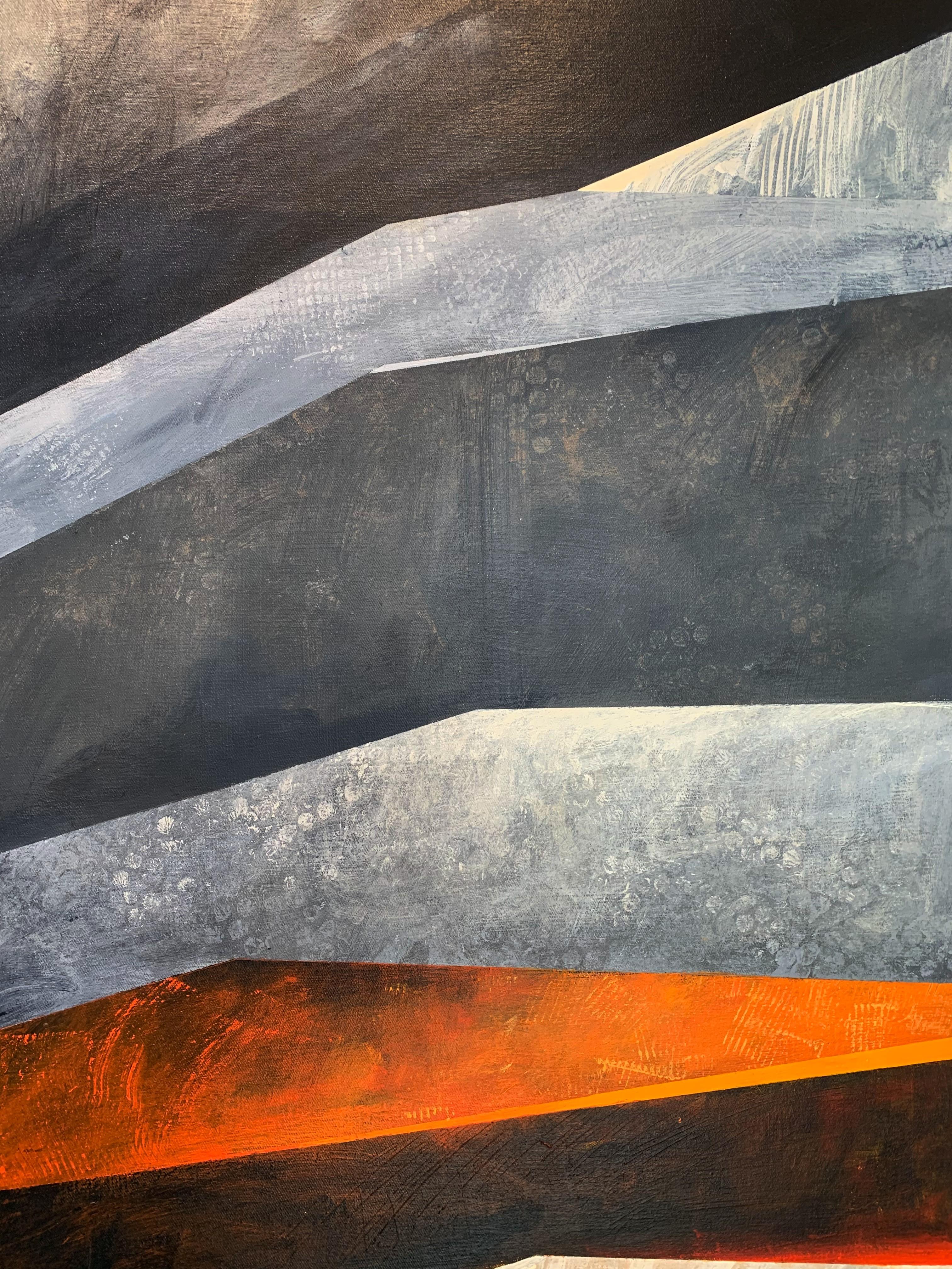 Wyni Wielki Furkotny Staw 14 - Peinture, couleurs vives, paysage abstrait - Noir Landscape Painting par Sergiusz Powałka