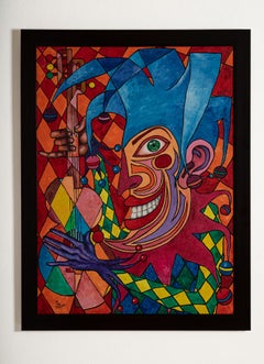 Jester In Blue  - Original Oil Painting 48" x 36"