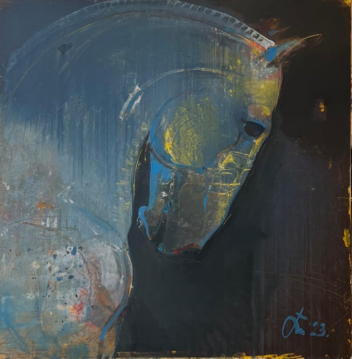 Blue Head - Painting by Sergiy Hai