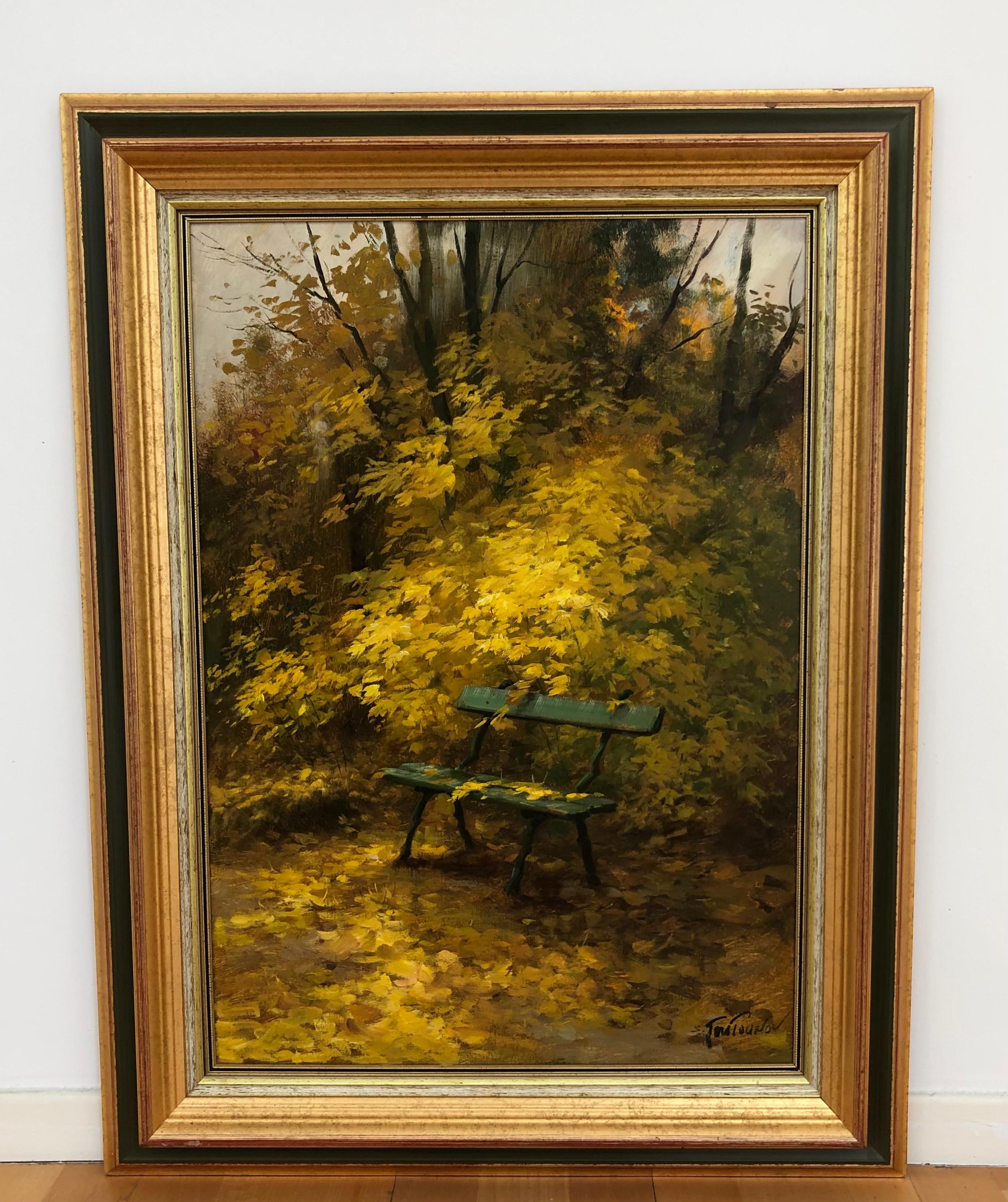 Un banc à l'automne - Painting de Sergueï Toutounov