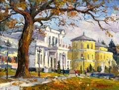 "Cityscape - Manor House, Ukraine" Impressionistic Oil Painting on Canvas Framed