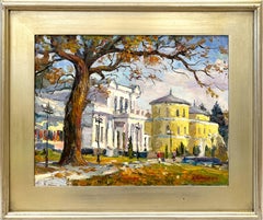 "Cityscape - Manor House, Ukraine" Impressionistic Oil Painting on Canvas Framed