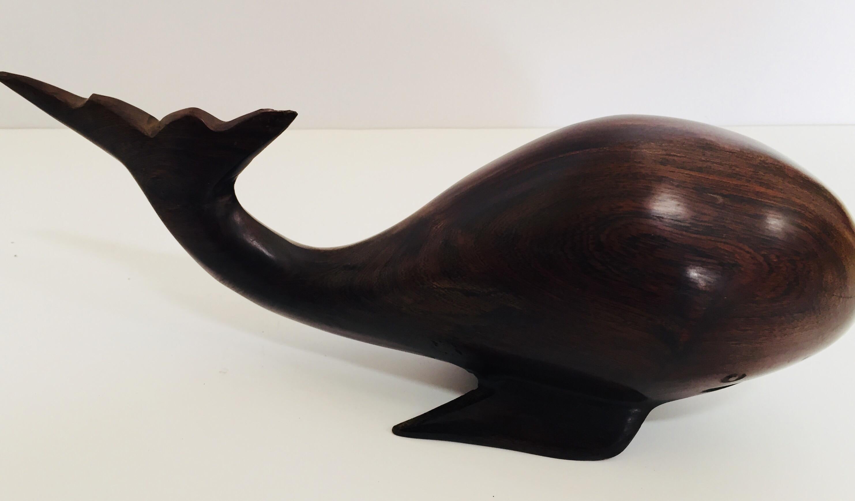 Folk Art Seri Ironwood Animal Sculptures of a Pelican and a Whale