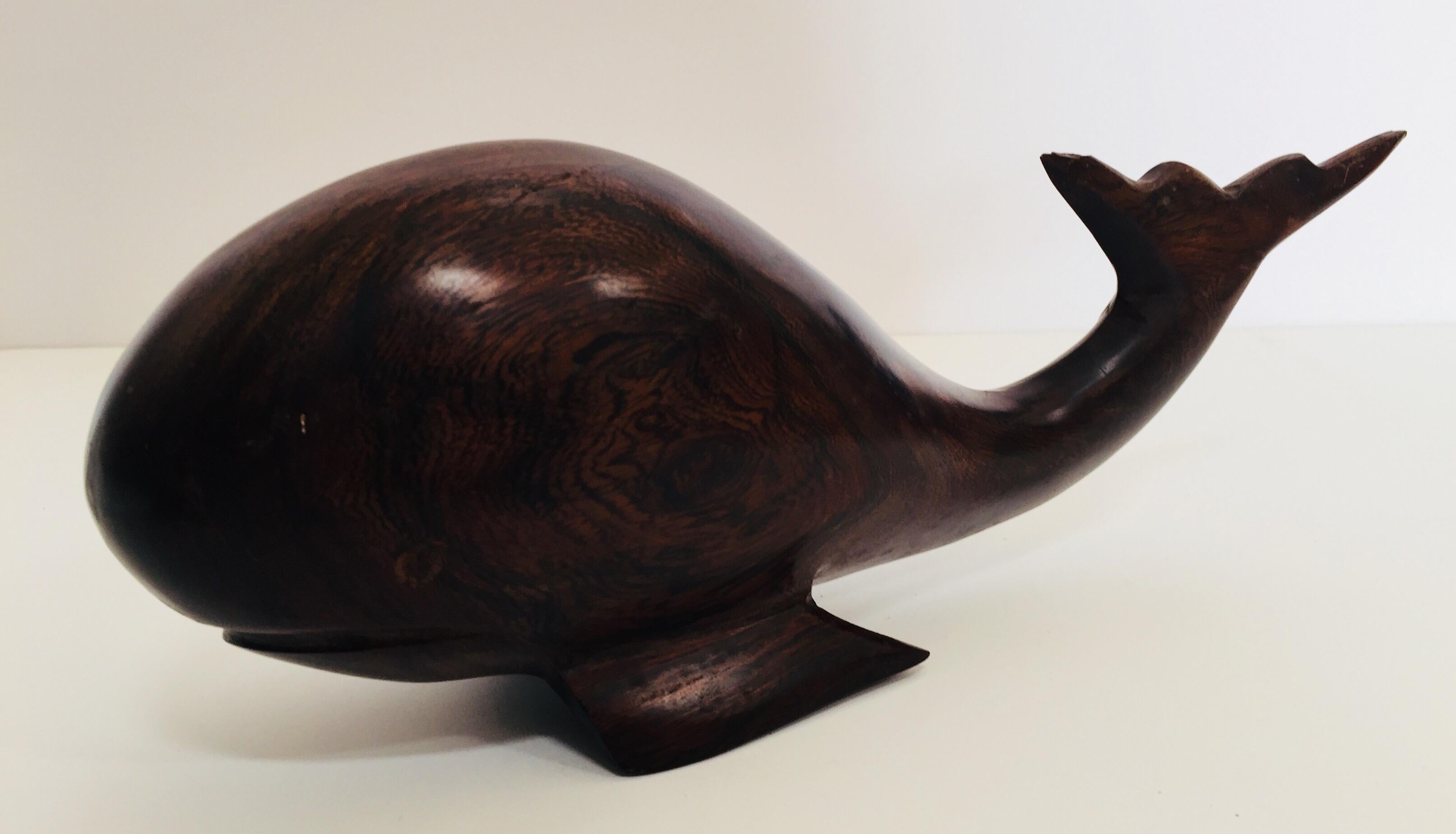 Hand-Carved Seri Ironwood Animal Sculptures of a Pelican and a Whale