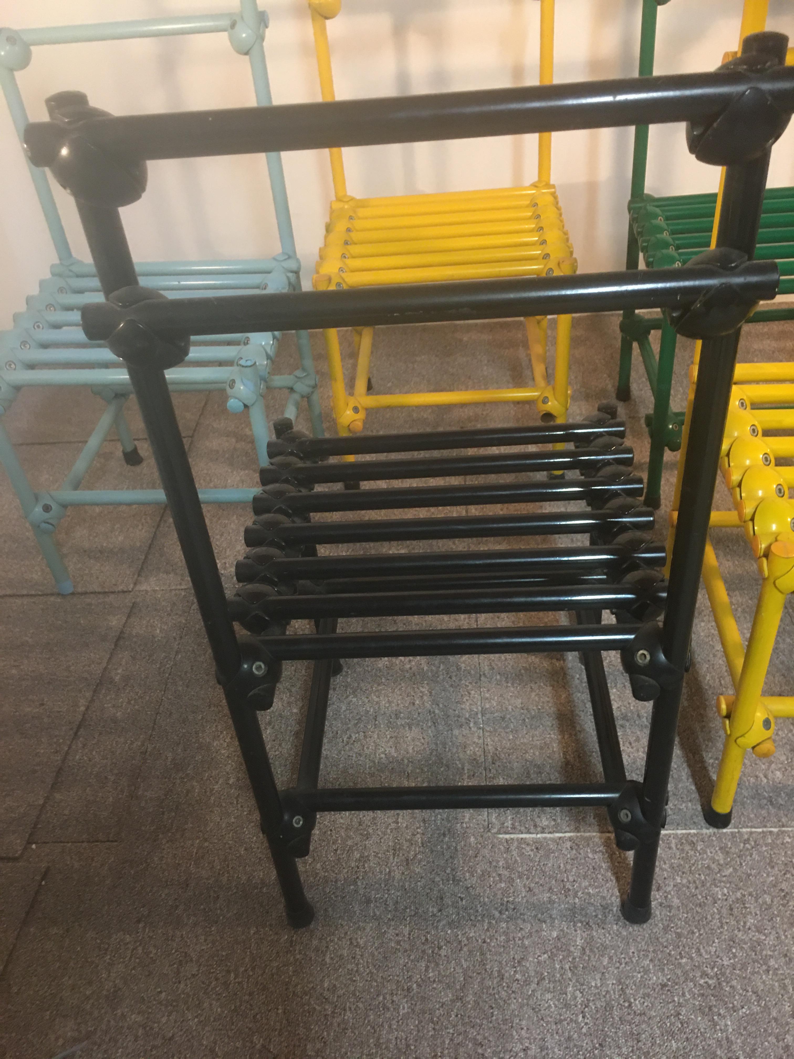 Serie 8 Mecano Chairs, Color, Italy, 80th In Fair Condition For Sale In Nice, FR