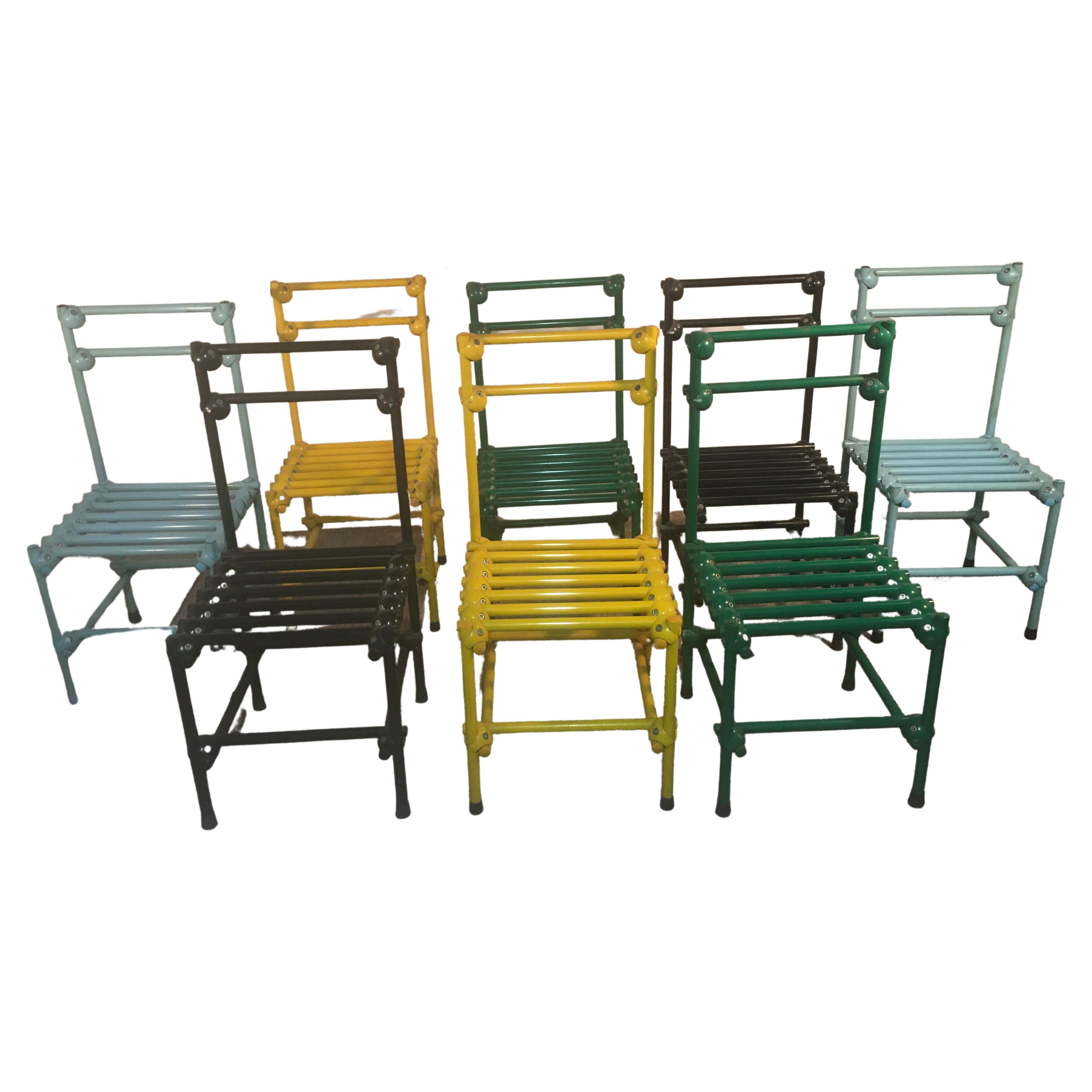 Serie 8 Mecano Chairs, Color, Italy, 80th For Sale