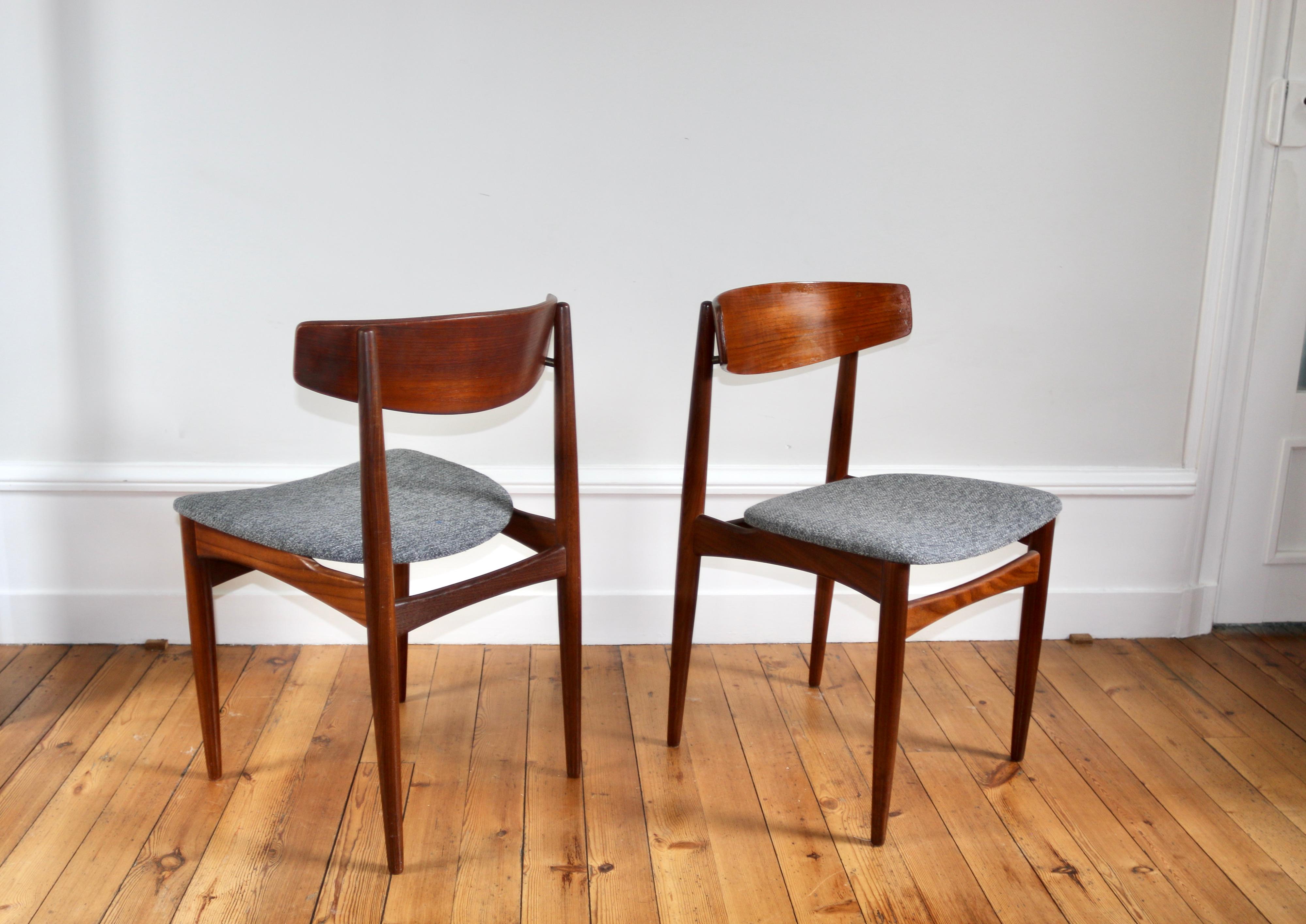 Danish Série de 4 chaises scandinaves teck vintage H.W Klein 1960