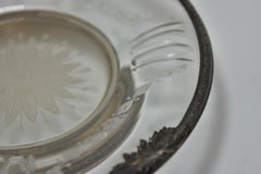 Série de 4 plats ronds cristal gravé et argent 23 cm