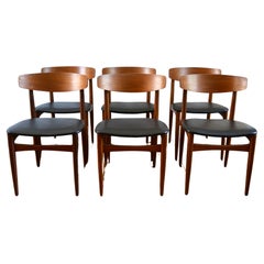 Série de 6 chaises scandinaves teck vintage H.W. Klein 1960
