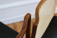 Série de 6 chaises vintage palissandre et cannage Tito Agnoli "La Linea" 1960