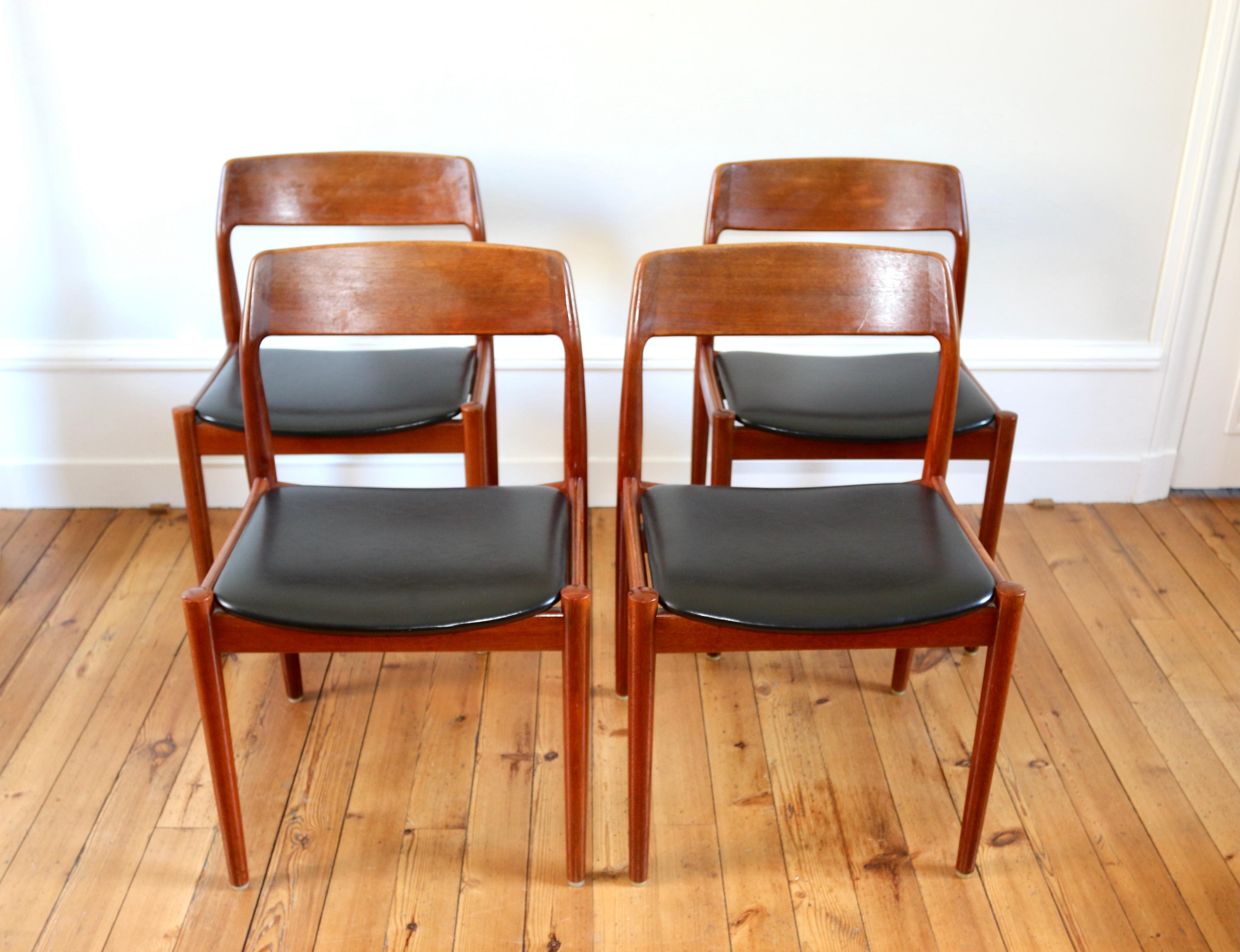 Scandinave moderne Série de chaises scandinaves vintage en teck Scantic Mobelvaerk 1960 en vente