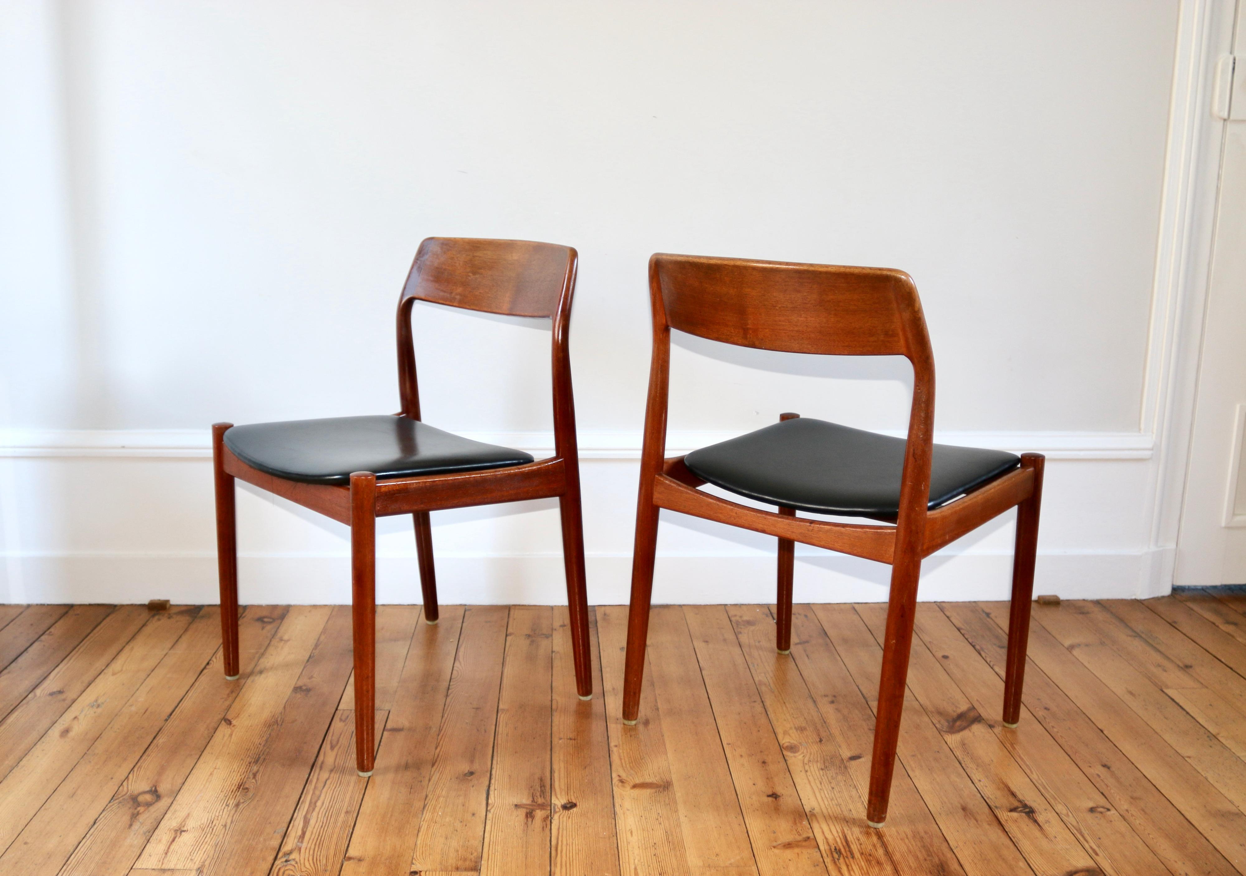 Série de chaises scandinaves vintage en teck Scantic Mobelvaerk 1960 Bon état - En vente à NANTES, FR
