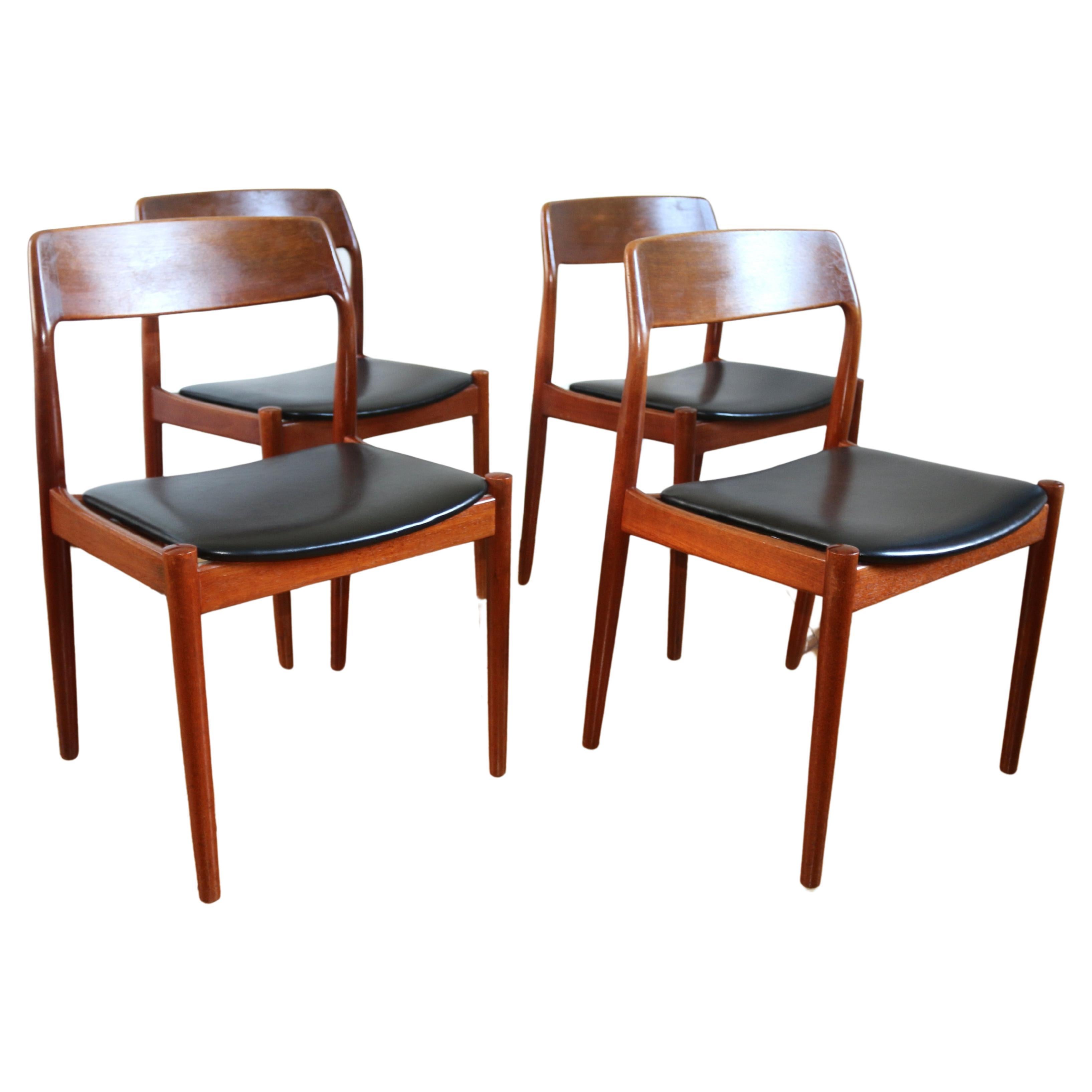 Série de chaises scandinaves vintage en teck Scantic Mobelvaerk 1960 en vente