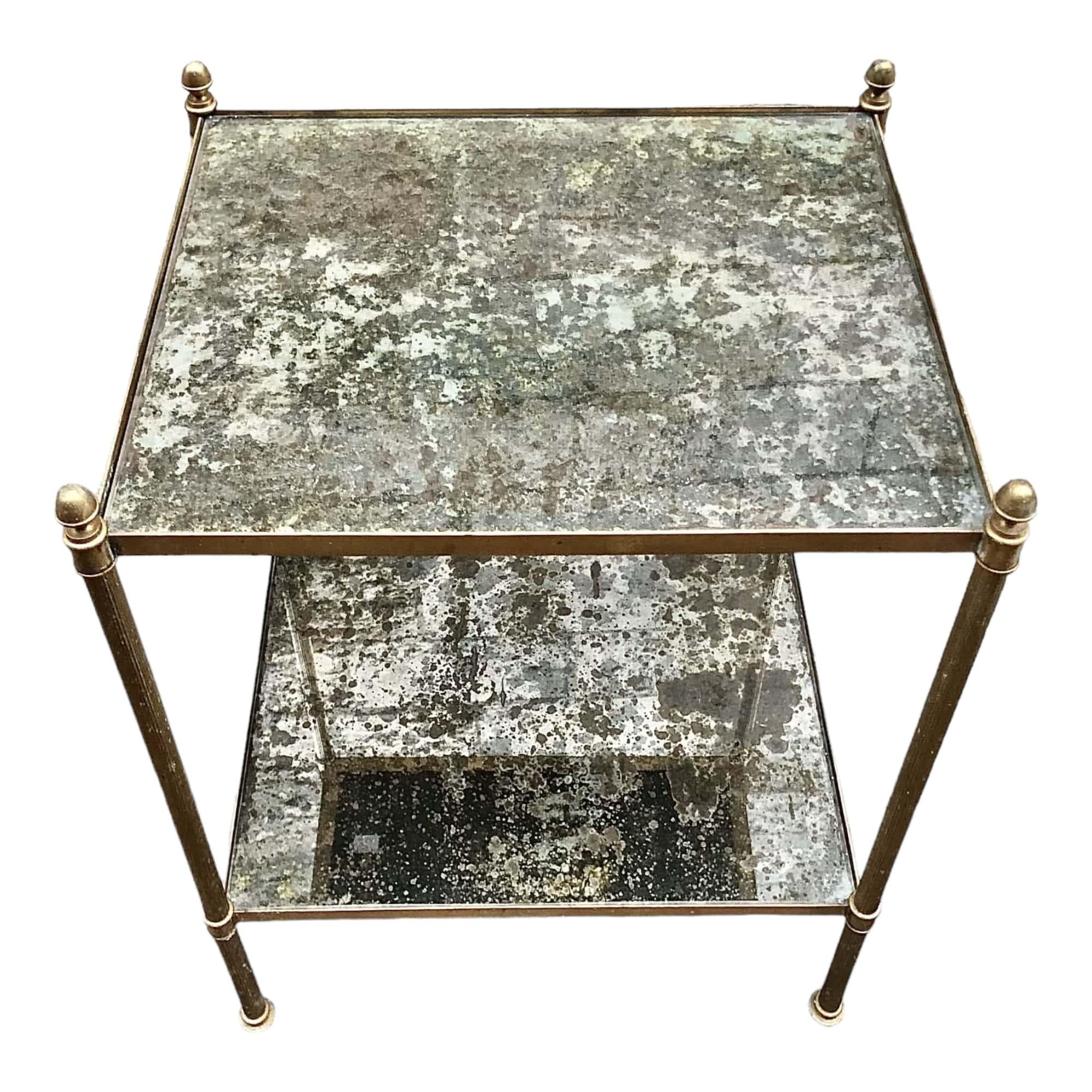 French 20th Century by Maison Jansen Brass and Glass Nesting Tables In Excellent Condition For Sale In CANTELEU, FR