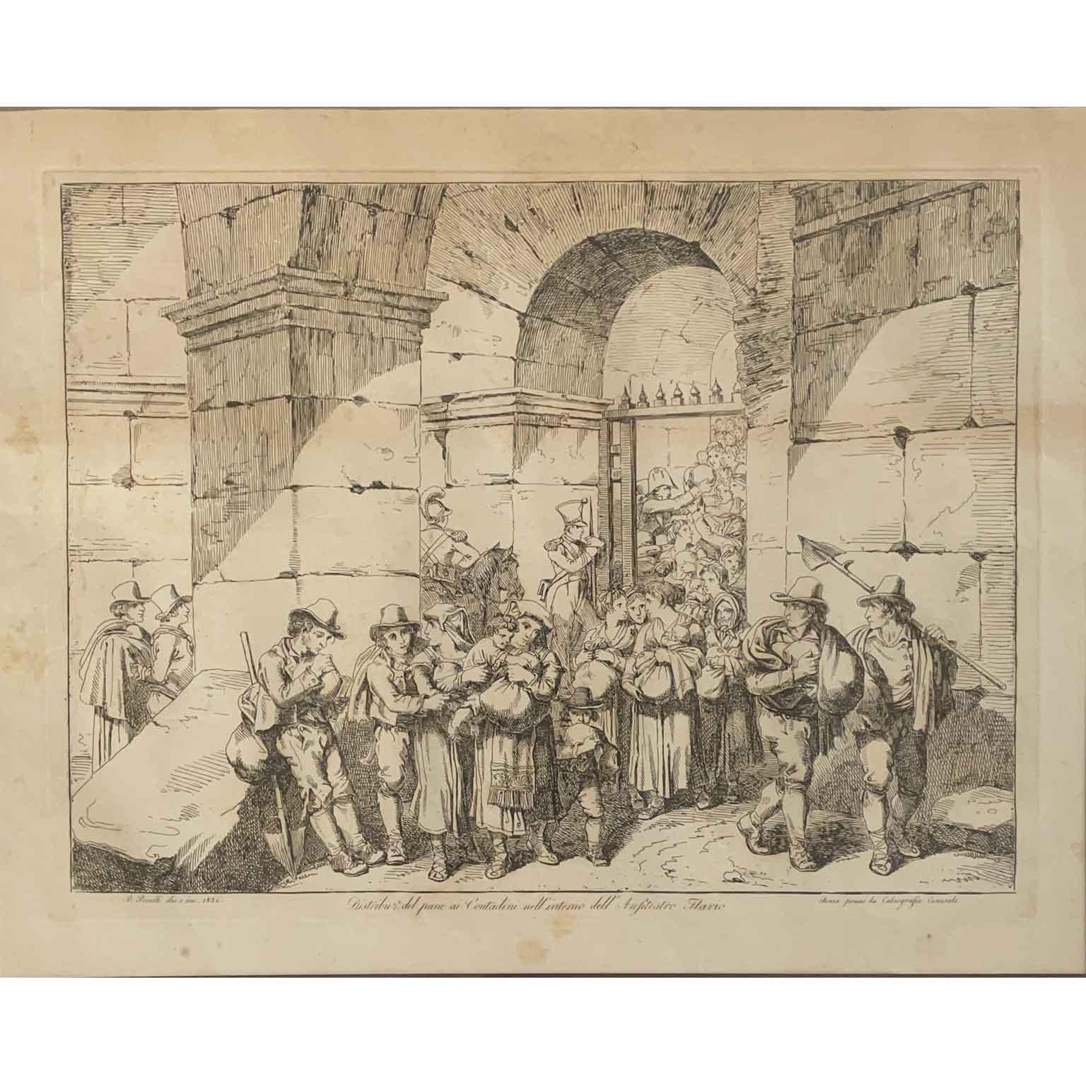 Series of Six Prints with Popular Roman Costumes by Pinelli Bartolomeo dated 1831 Acquaforti reproducing costumes and scenes of popular life in the city of Rome. In good condition, they are presented within brown passepartout with modern frame. The