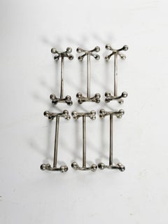 Serie von 6 Messerablagen aus Metall, Frankreich, 1970