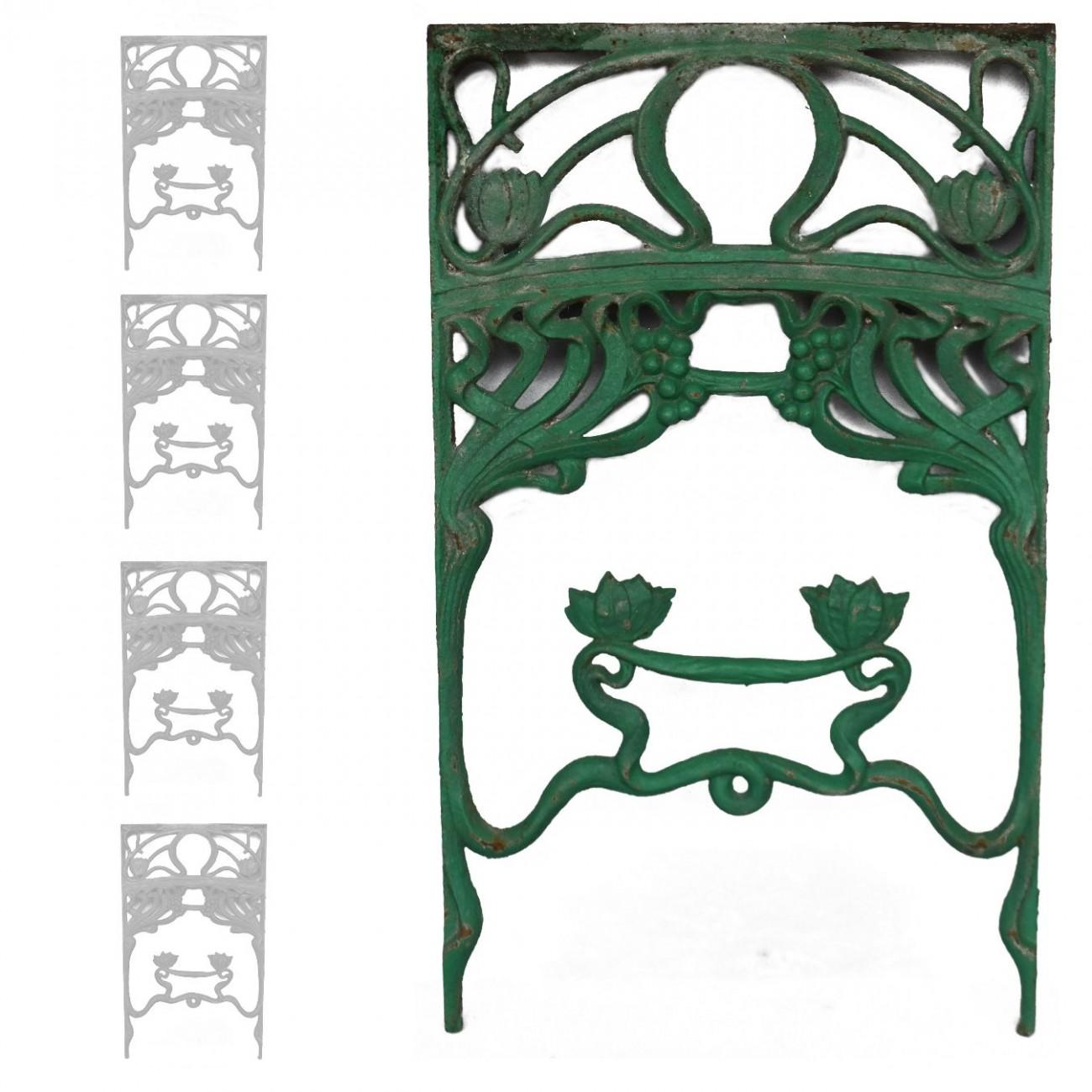 Series 4 window railing Art Nouveau cast (+2 to restore), circa 1900.