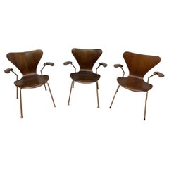 Serie 7 Schmetterlingssessel aus Teakholz von Arne Jacobsen für Fritz Hansen - 3er-Set