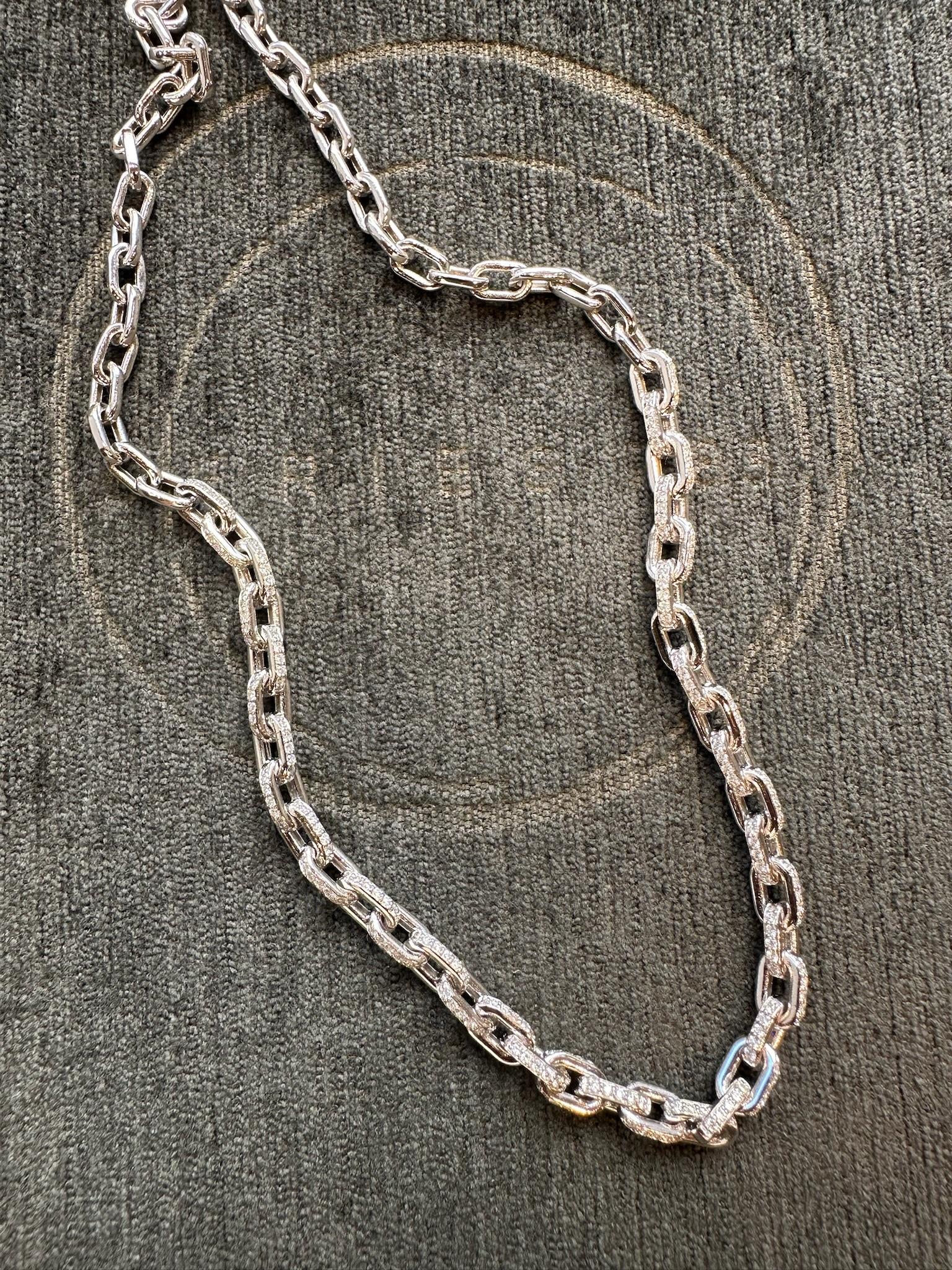 Series 7.83 Diamond Chain 14K White Gold Necklace For Sale 2