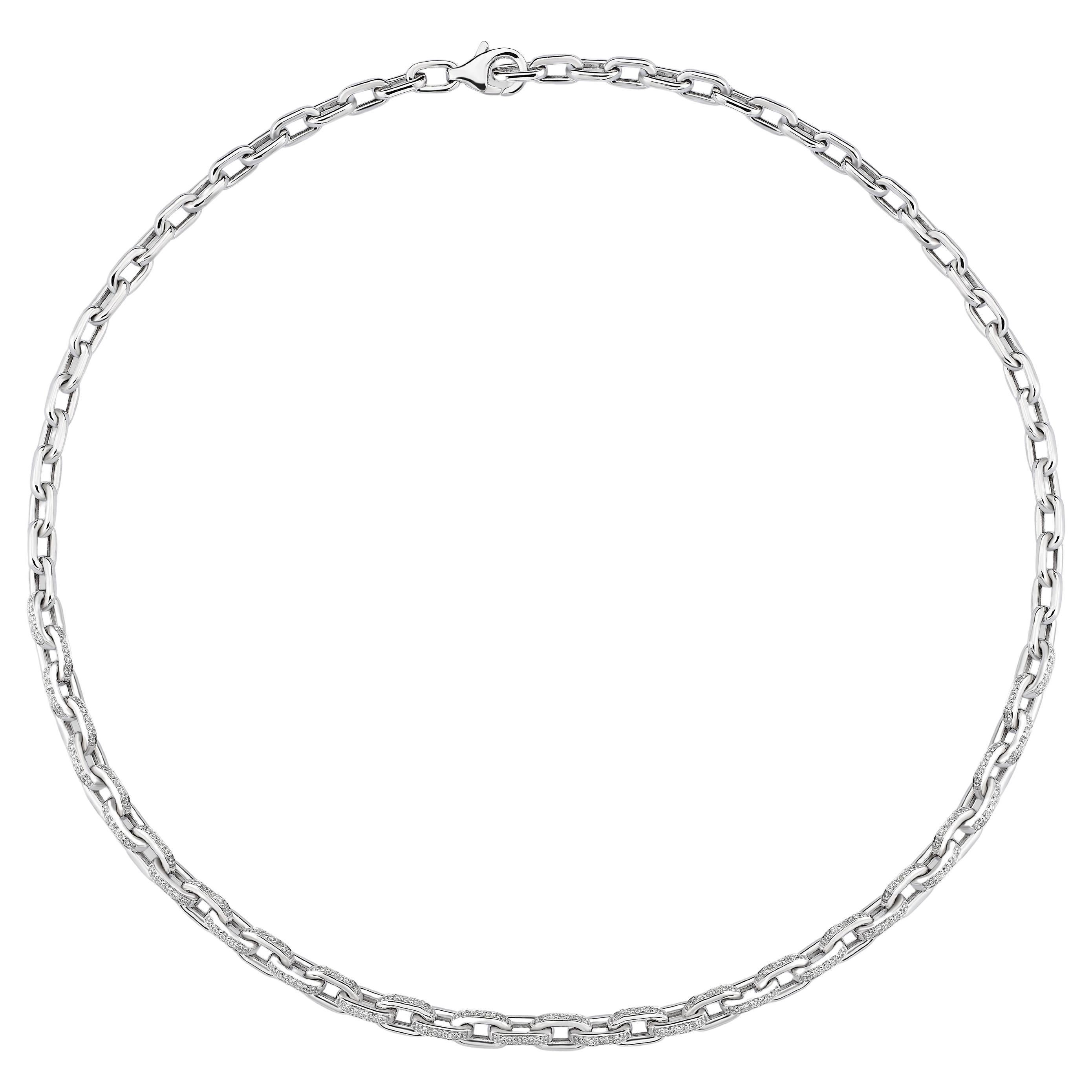 Series 7.83 Diamond Chain 14K White Gold Necklace For Sale