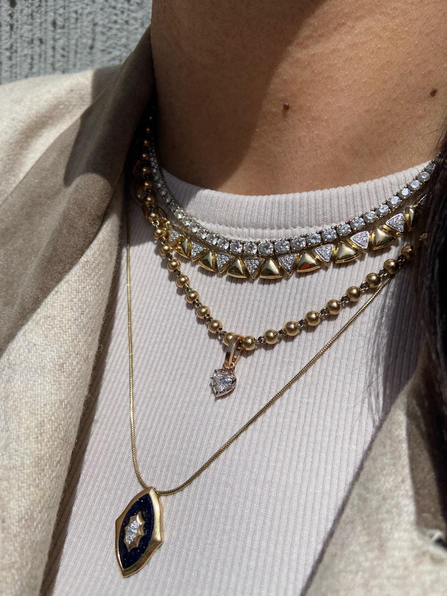Modern Series 7.83 Diamond Triangle Necklace For Sale
