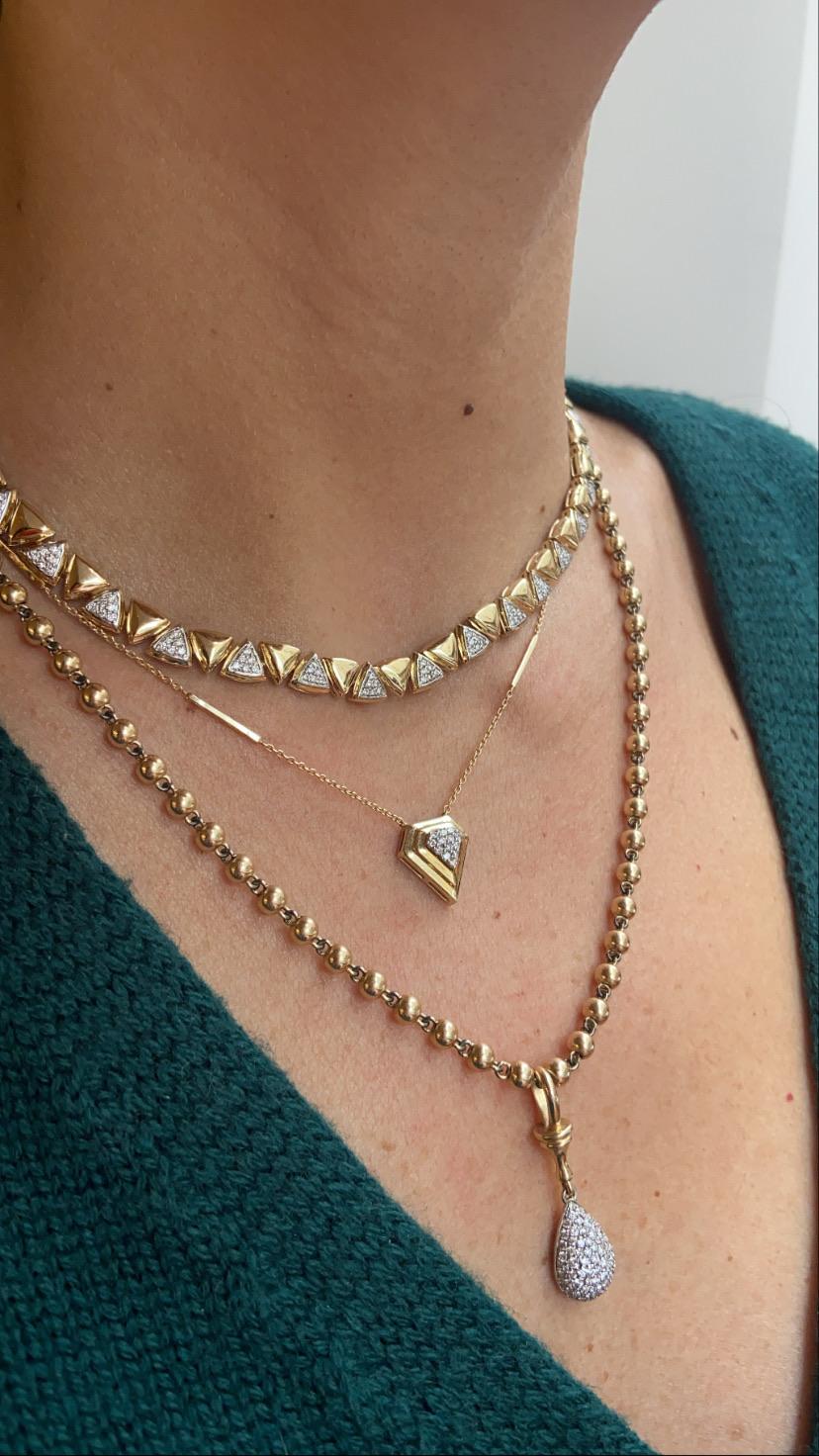 Brilliant Cut Series 7.83 Diamond Triangle Necklace For Sale
