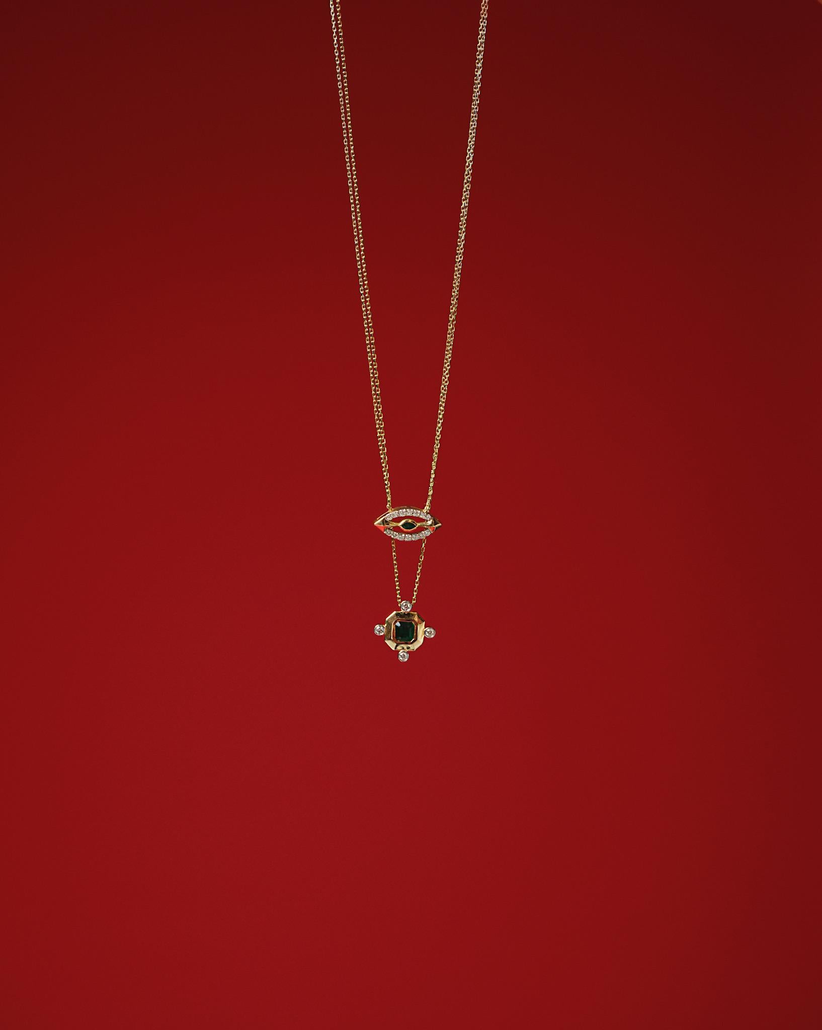 Taglio marquise Collana di diamanti con zaffiro marquise Serie 7.83 in vendita