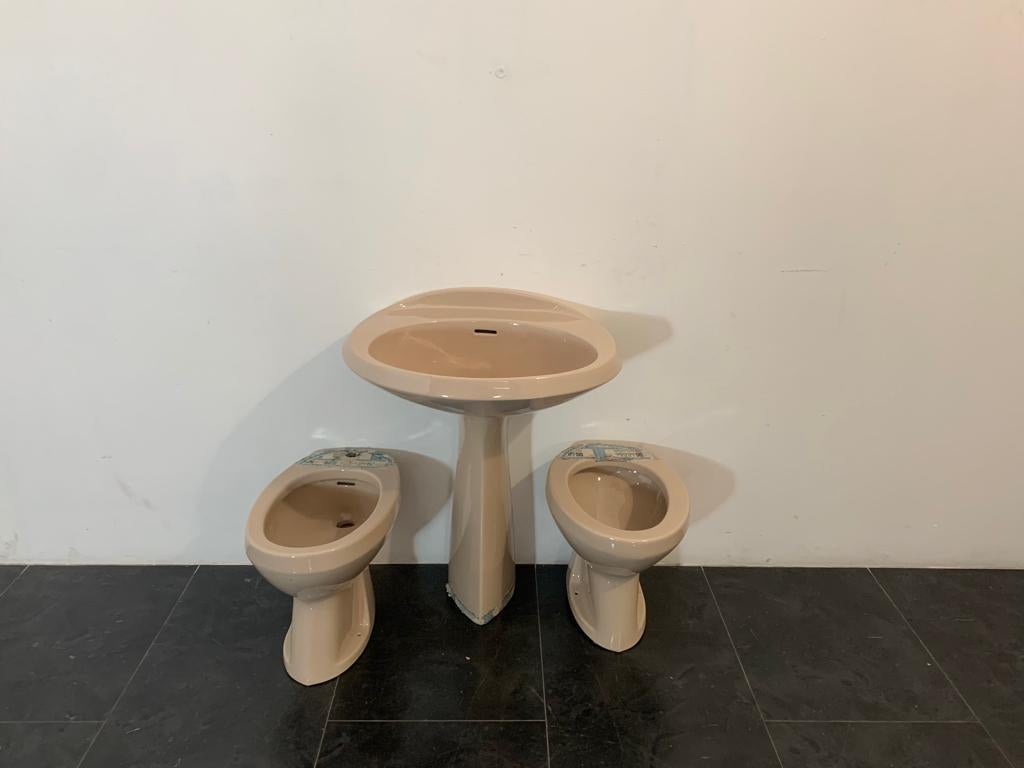 italien Série Ellisse Ideal Standard, 1970, Articles sanitaires en verre de Chine en vente