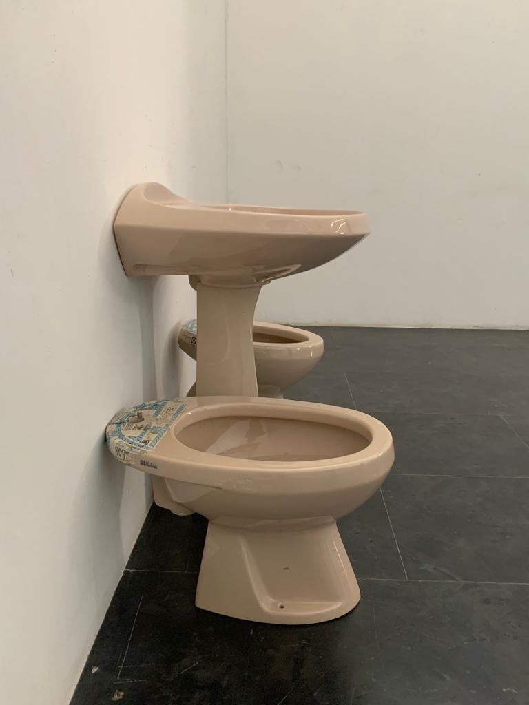 Fin du 20e siècle Série Ellisse Ideal Standard, 1970, Articles sanitaires en verre de Chine en vente