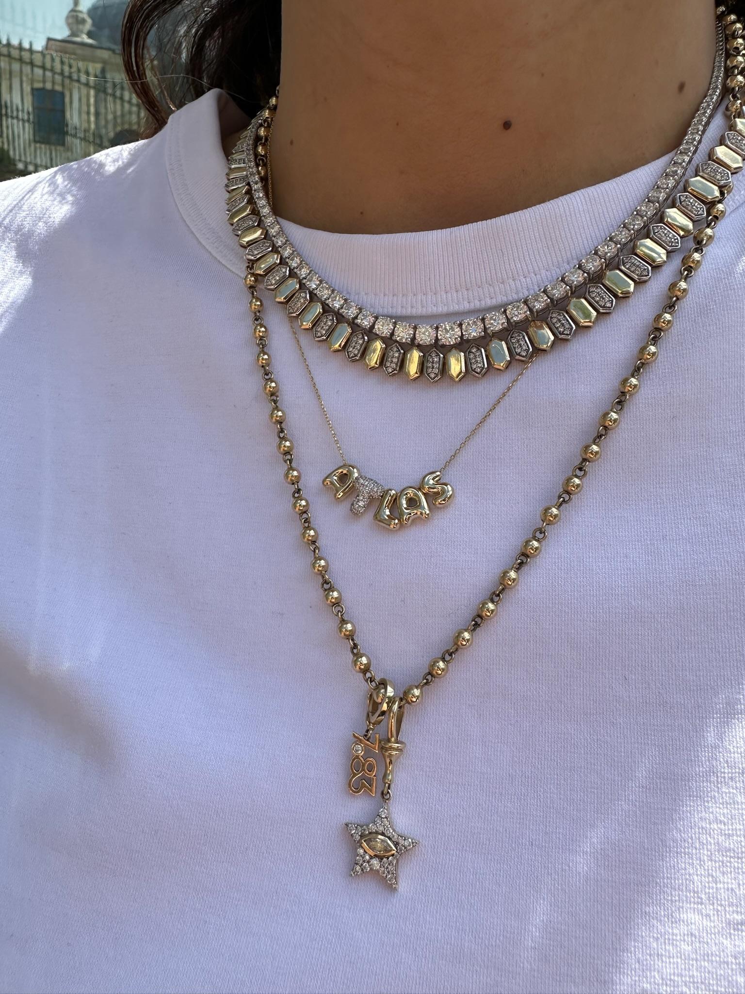 Brilliant Cut Series Fireball Baklava Shaped Diamond Necklace For Sale