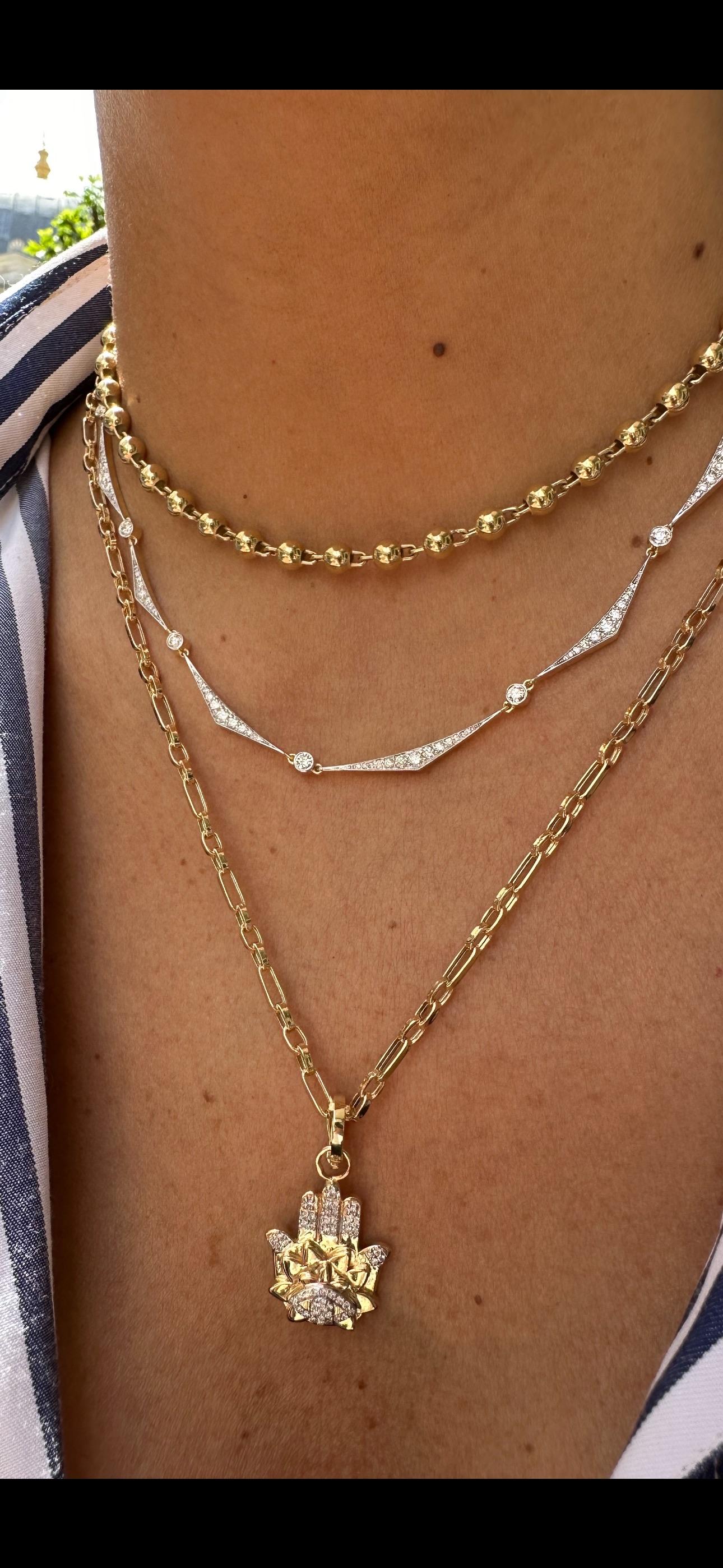 Serie Bola de Fuego Collar de Eslabones con Diamantes Contemporáneo en venta