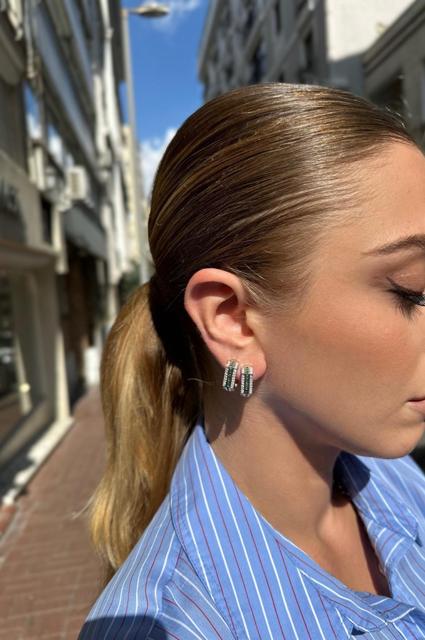 Modern Series Fireball Emerald Mini Earrings For Sale