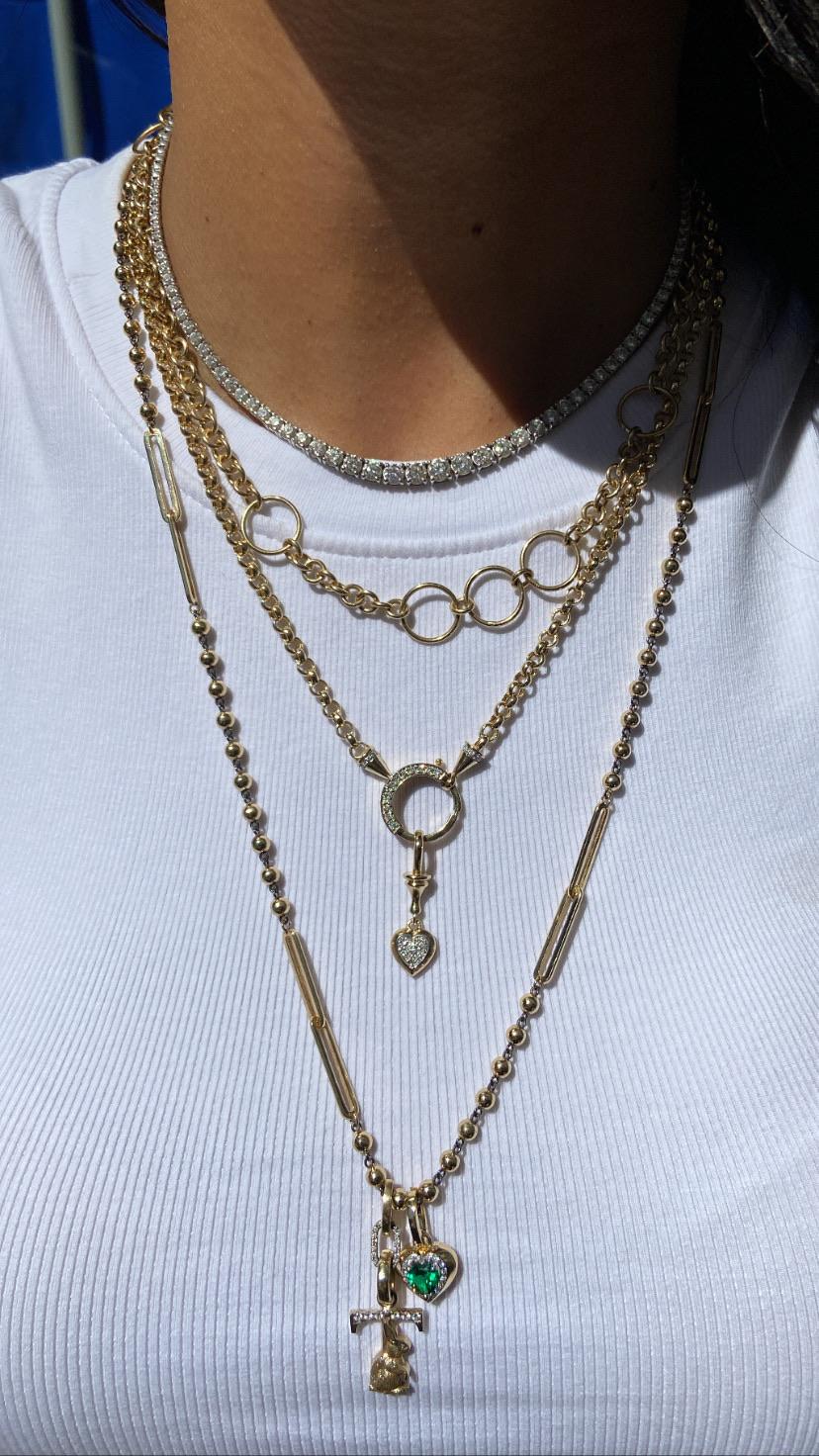 Modern Series Fireball Hoop 14K Gold Chain For Sale