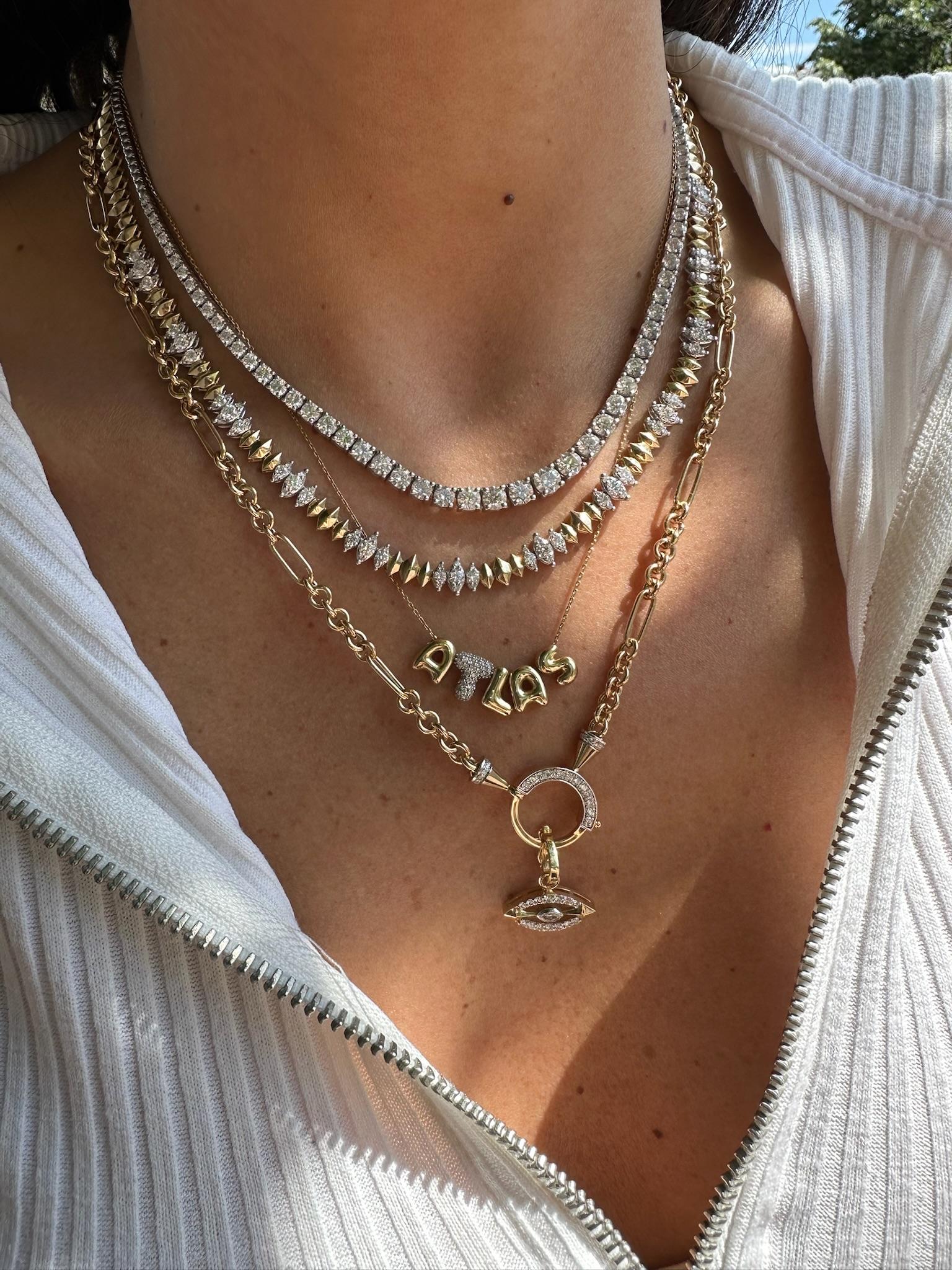 Modern Series Fireball Marquise Diamond Necklace For Sale