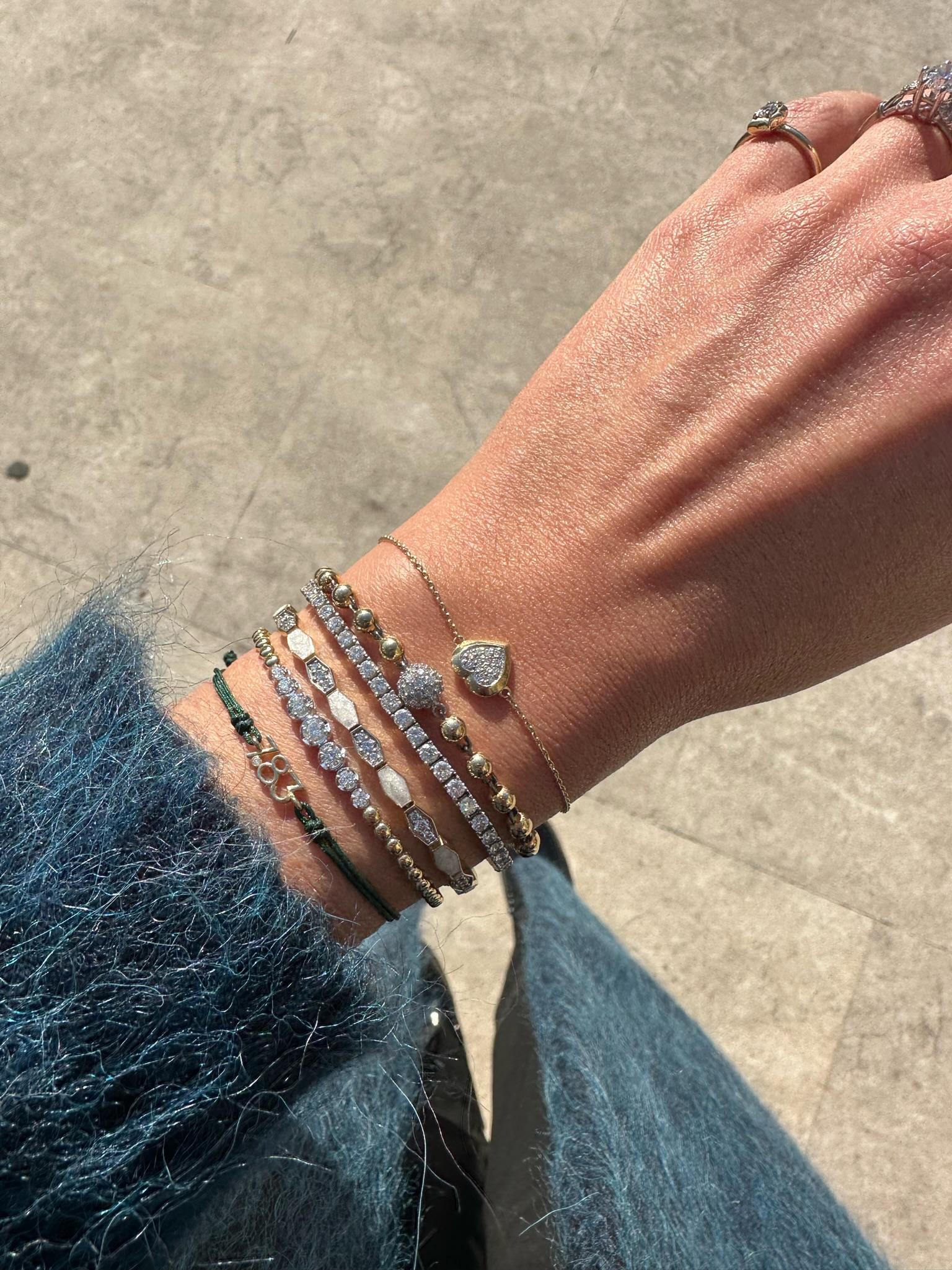 Taglio brillante Serie Fireball Pearl Baklava Bracciale in vendita