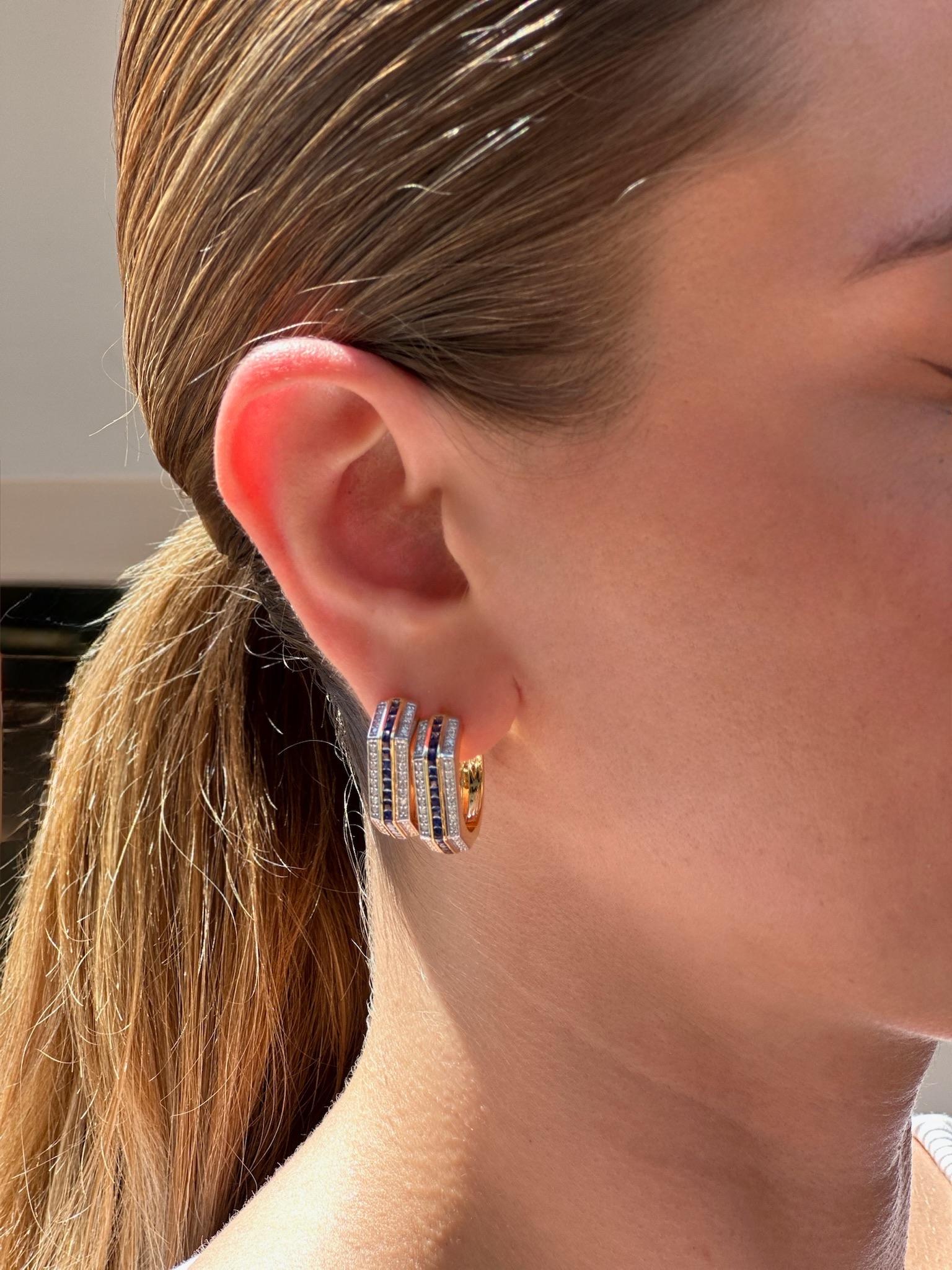 Serie Fireball Sapphire Ohrringe (Moderne) im Angebot