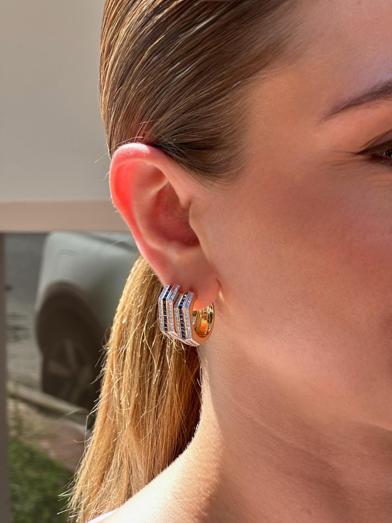 Serie Fireball Sapphire Ohrringe (Brillantschliff) im Angebot