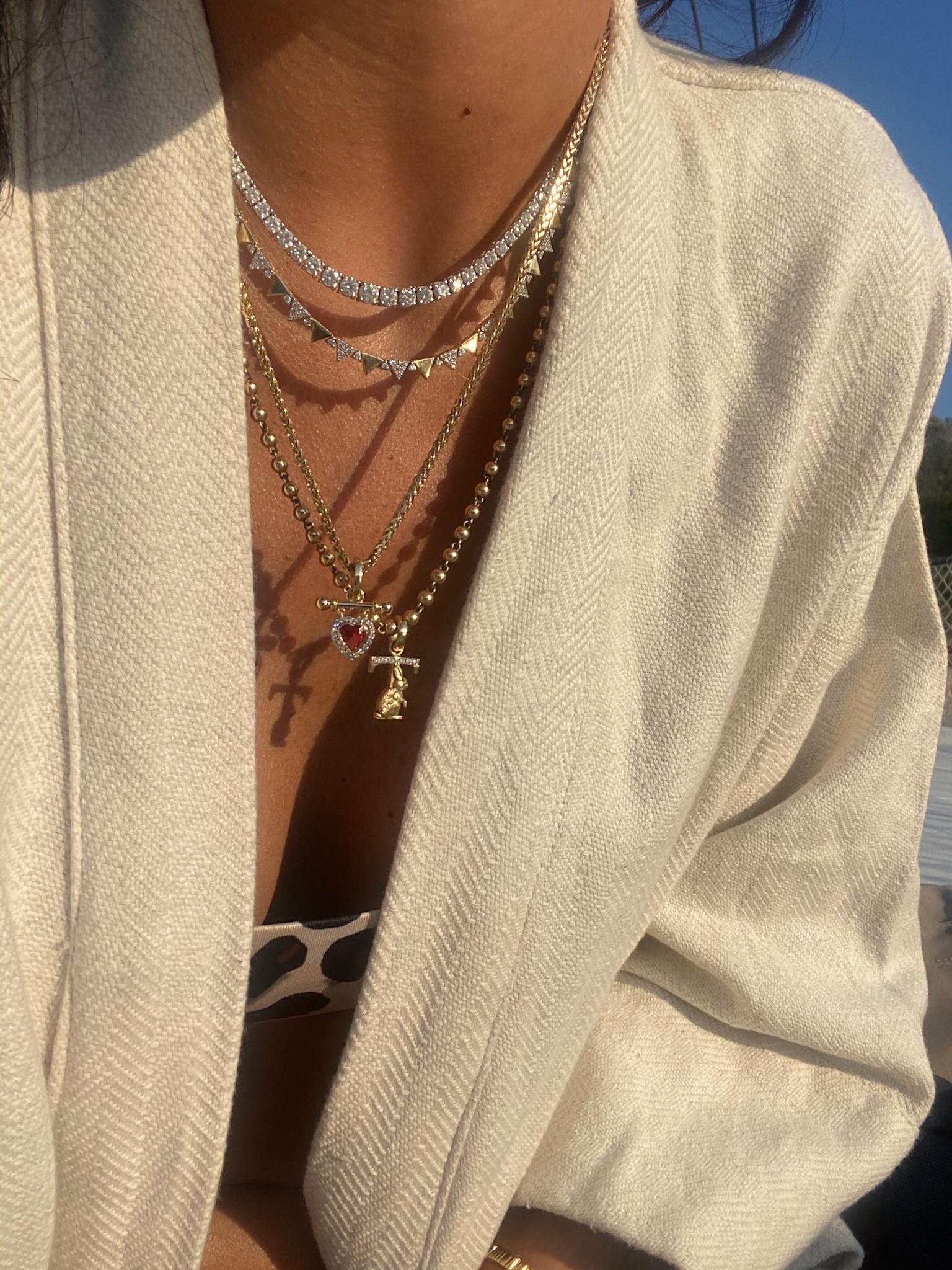 Taille brillant Series Fireball Triangle Diamond Necklace en vente